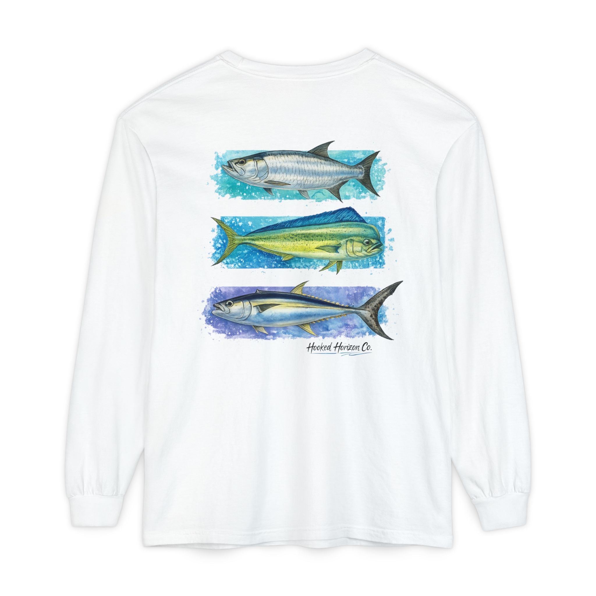 Chasing Legends Tarpon, Mahi Mahi, TunaSaltwater Fish Long Sleeve Tee — Hooked Horizon Co. Graphic Shirt