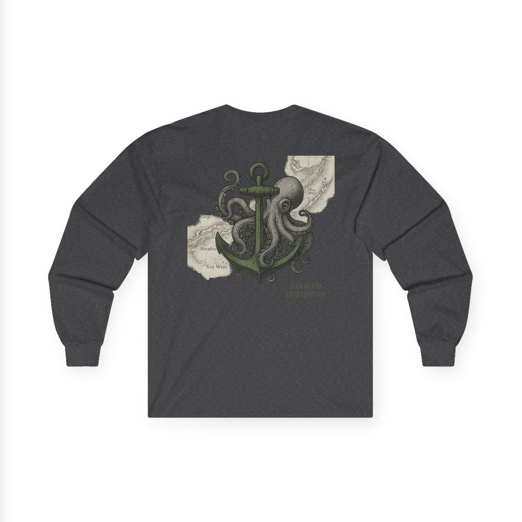 Octopus & Anchor Long Sleeve Tee, Unisex Cotton Shirt, Nautical Gift, Beachwear, Casual Outfit, Ocean Lover Apparel