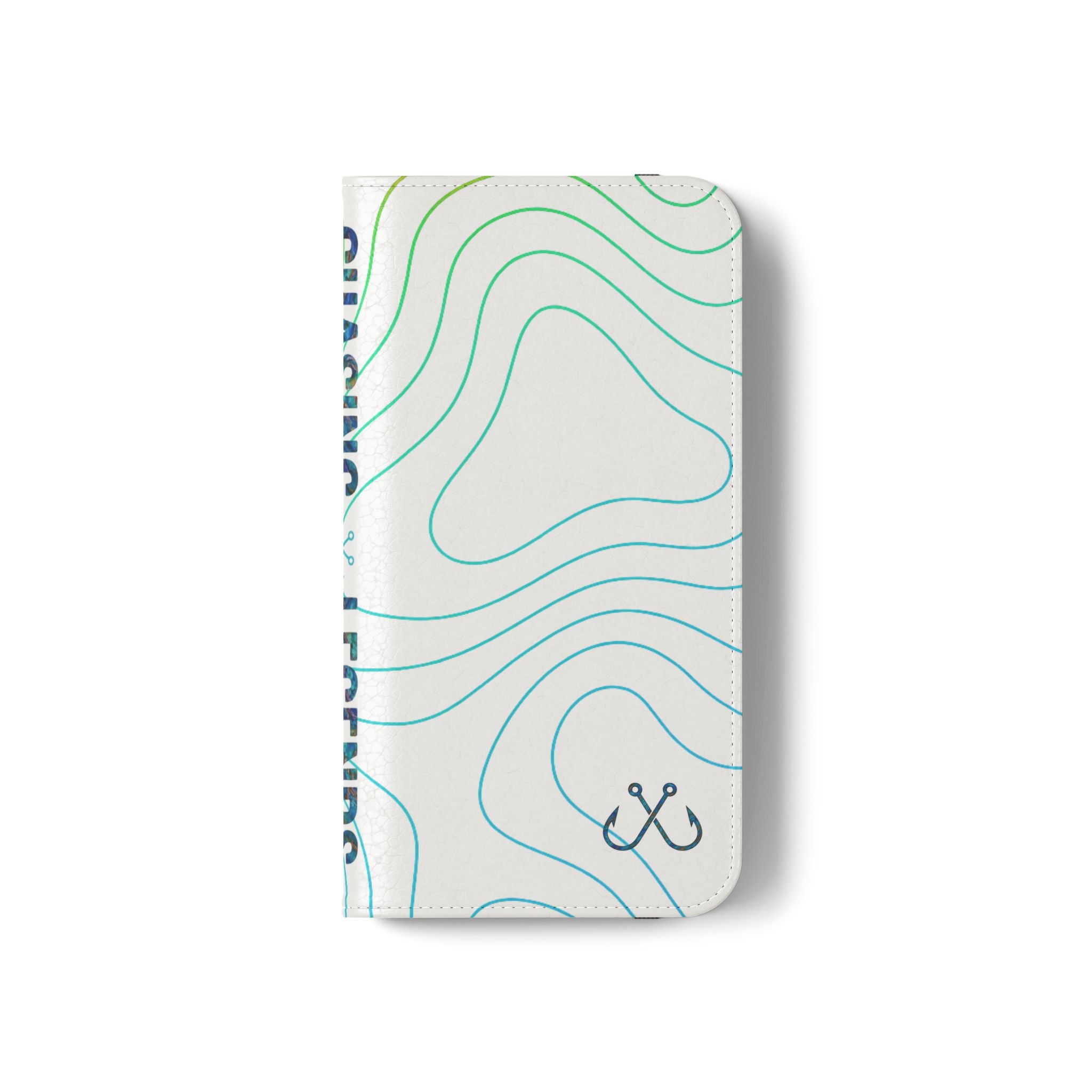 Ocean Topography Waves Flip Phone Case — Turquoise Water Pattern Wallet Cover