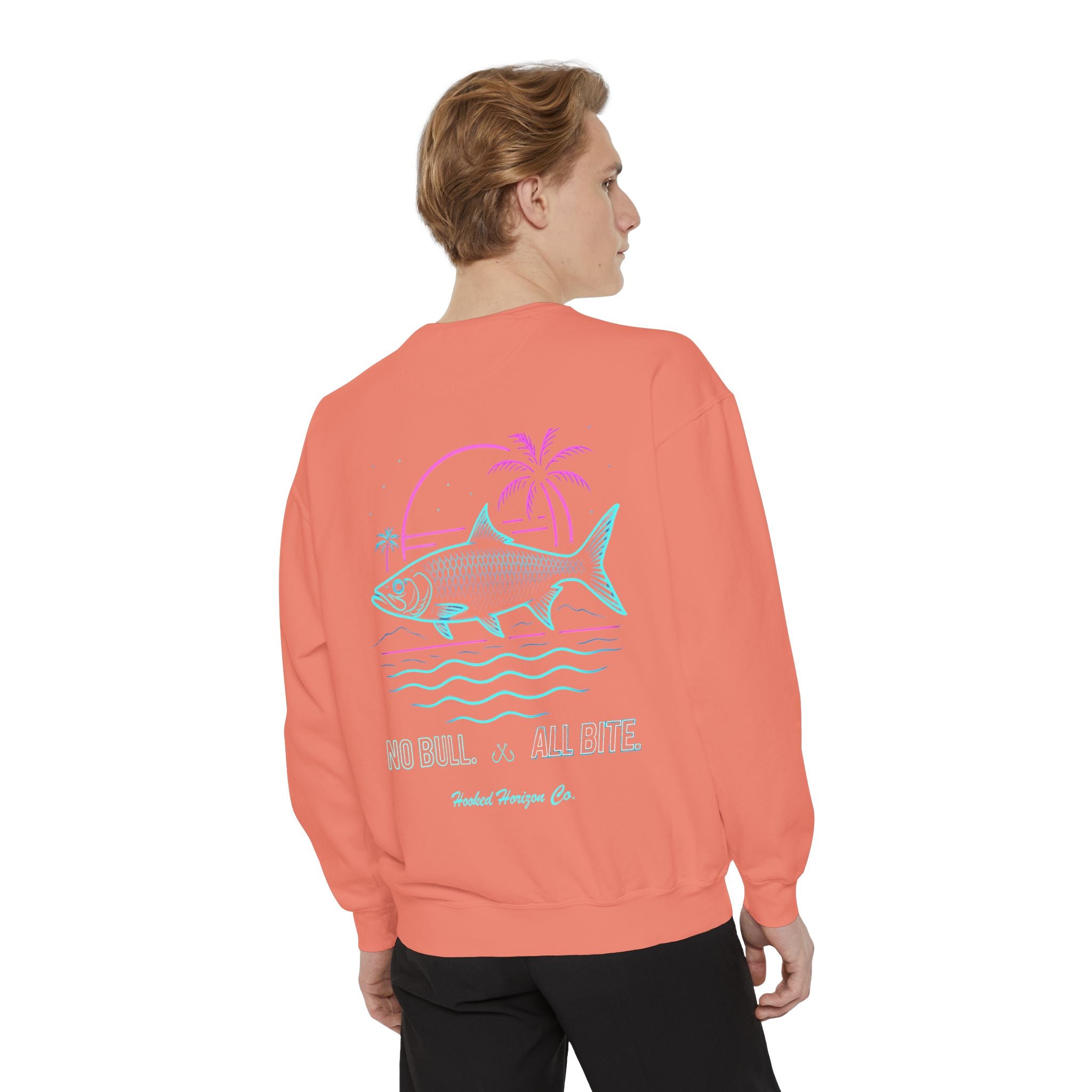 Vintage vibes Neon Tarpon Sweatshirt– Hooked Horizon Co. Ocean apparel, Gifts for Him & Her, Ocean Conservation, Soft Unisex Garment-Dyed Sweatshirt