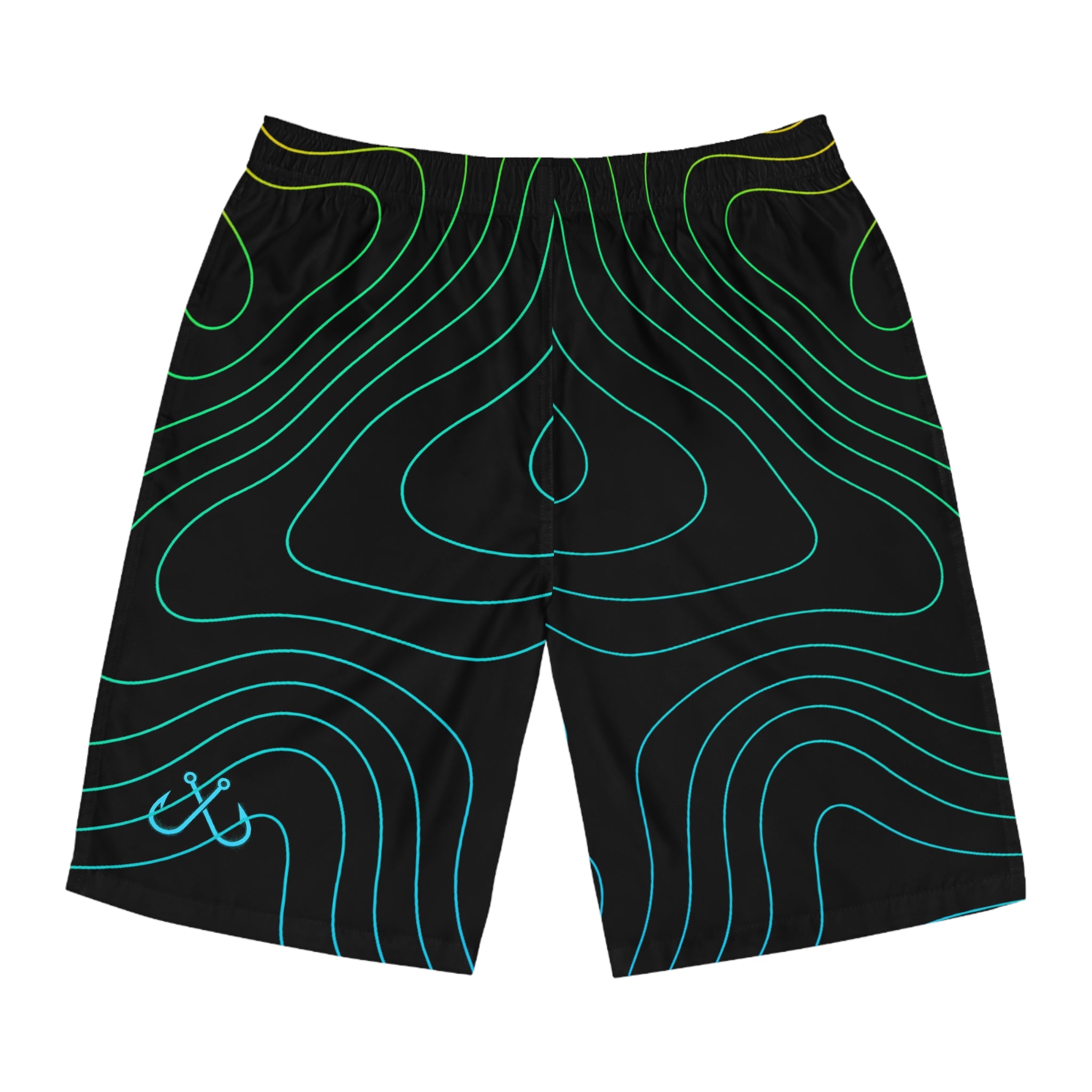 Topography Wave Men's Ocean-Inspired Board Shorts, Swimwear for Beach Days, Summer Vacations, Pool Parties, Surfing Attire, Water Sports