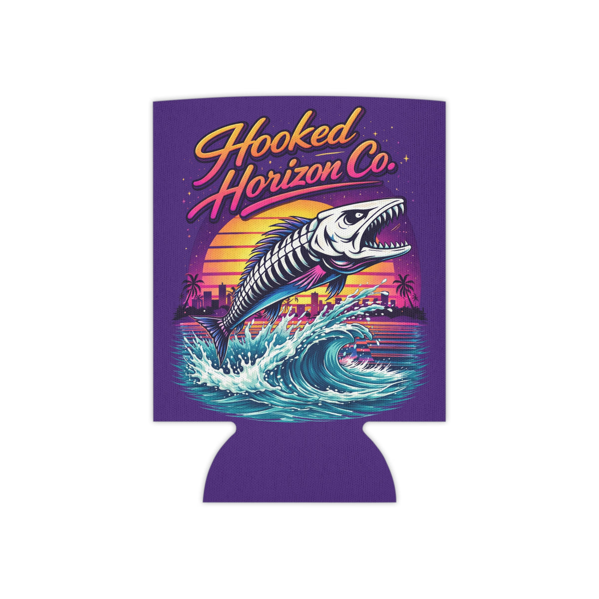 Hooked Horizon Co Retro 80s Barracuda Inspired Cooler Coozie — Hooked Horizon Co. Fishing Wave Koozie