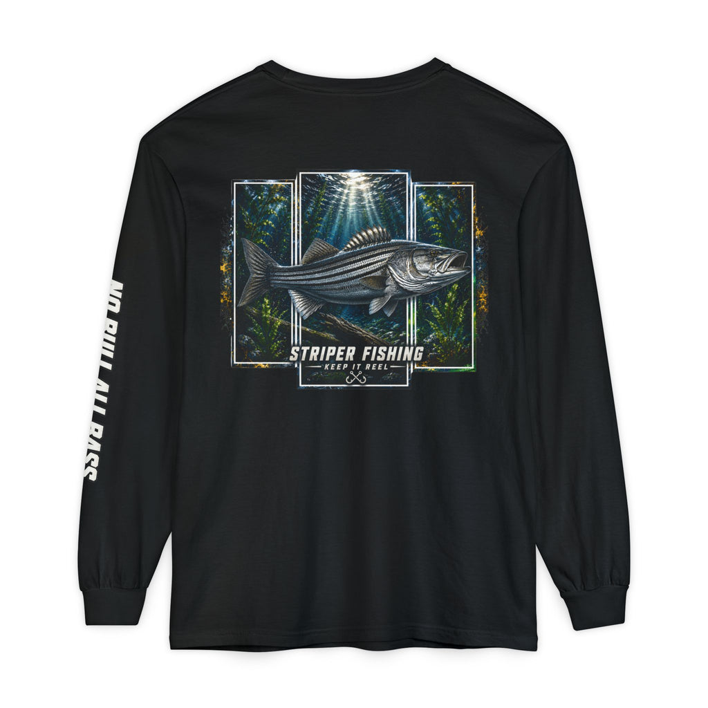 Saltwater Sea Striper Fishing Long Sleeve T-Shirt, Ocean Adventure Apparel, Boat Trip Shirt, Coastal Style, Gift for Fishermen