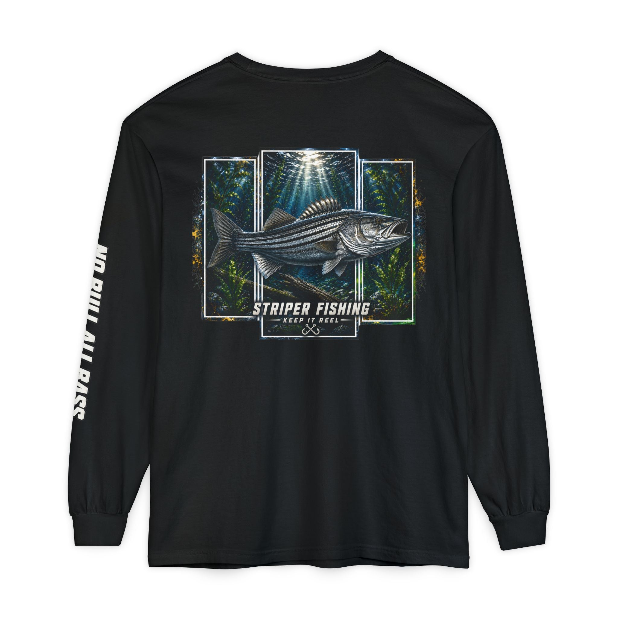 Saltwater Sea Striper Fishing Long Sleeve T-Shirt, Ocean Adventure Apparel, Boat Trip Shirt, Coastal Style, Gift for Fishermen