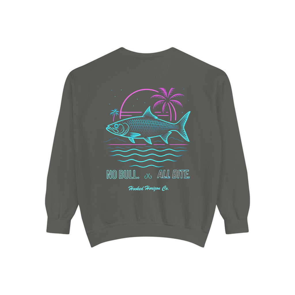 Vintage vibes Neon Tarpon Sweatshirt– Hooked Horizon Co. Ocean apparel, Gifts for Him & Her, Ocean Conservation, Soft Unisex Garment-Dyed Sweatshirt