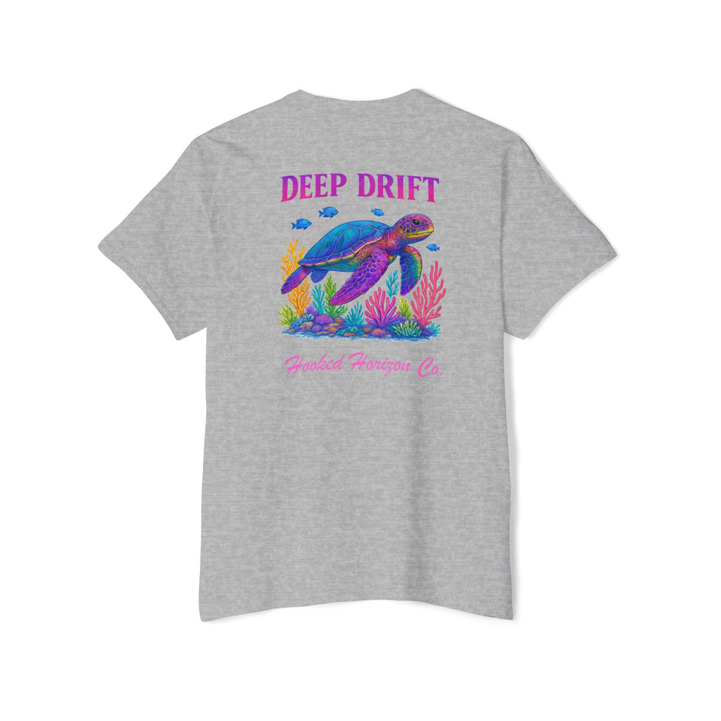 Turtle Deep Drift Hooked HorizonCo.  Tee- Perfect for Angler and Fishing Gifts, For him, For Her Unisex Cotton T-Shirt for Fishing & Wildlife Enthusiasts, Ocean Lovers