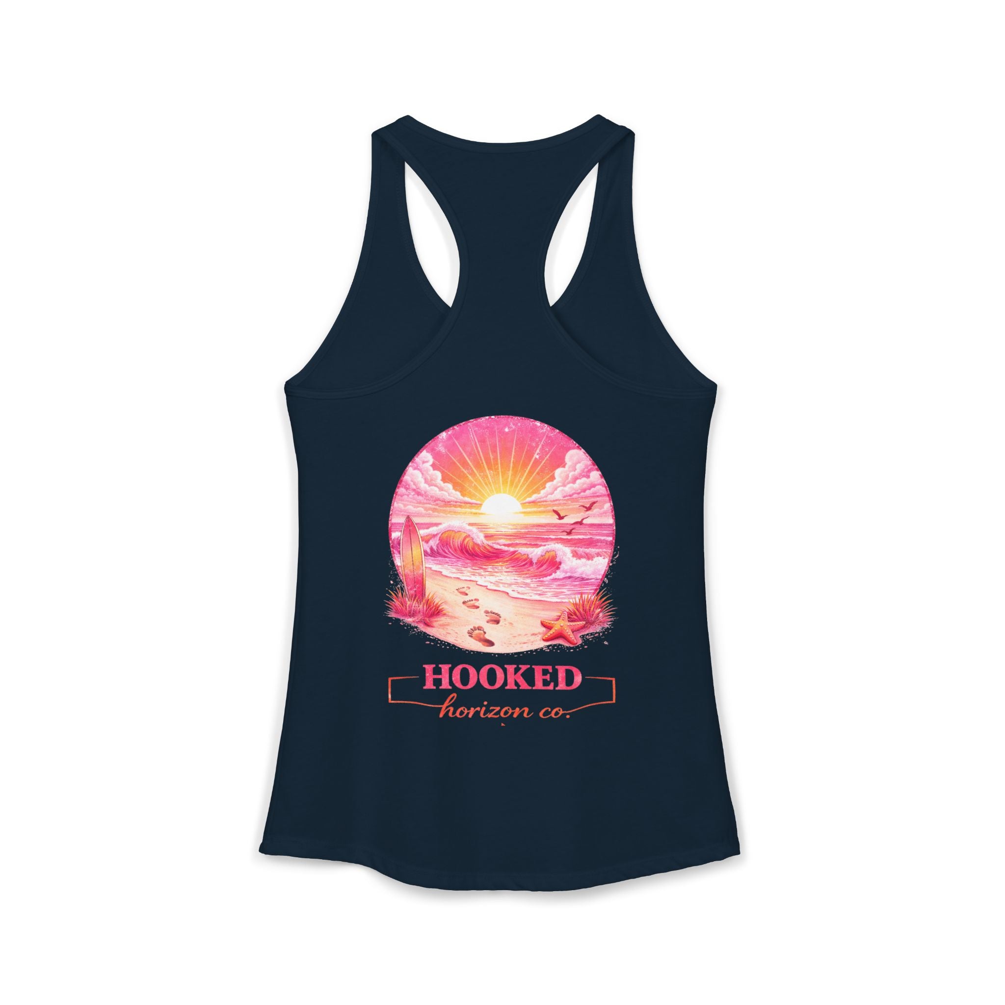 Pink Sunset Hooked Horizon Co. Tank– Gifts for Ocean Lovers, Nautical Fashion, Everyday Comfort, Perfect Gift for Her