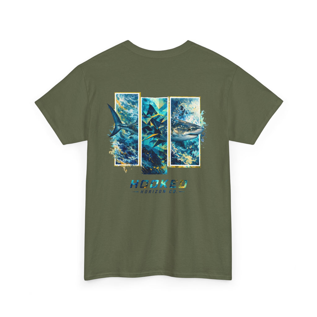 Bull Shark Hooked Horizon Co Tee—Ocean Graphic Tee — "Beloved" Ray Design