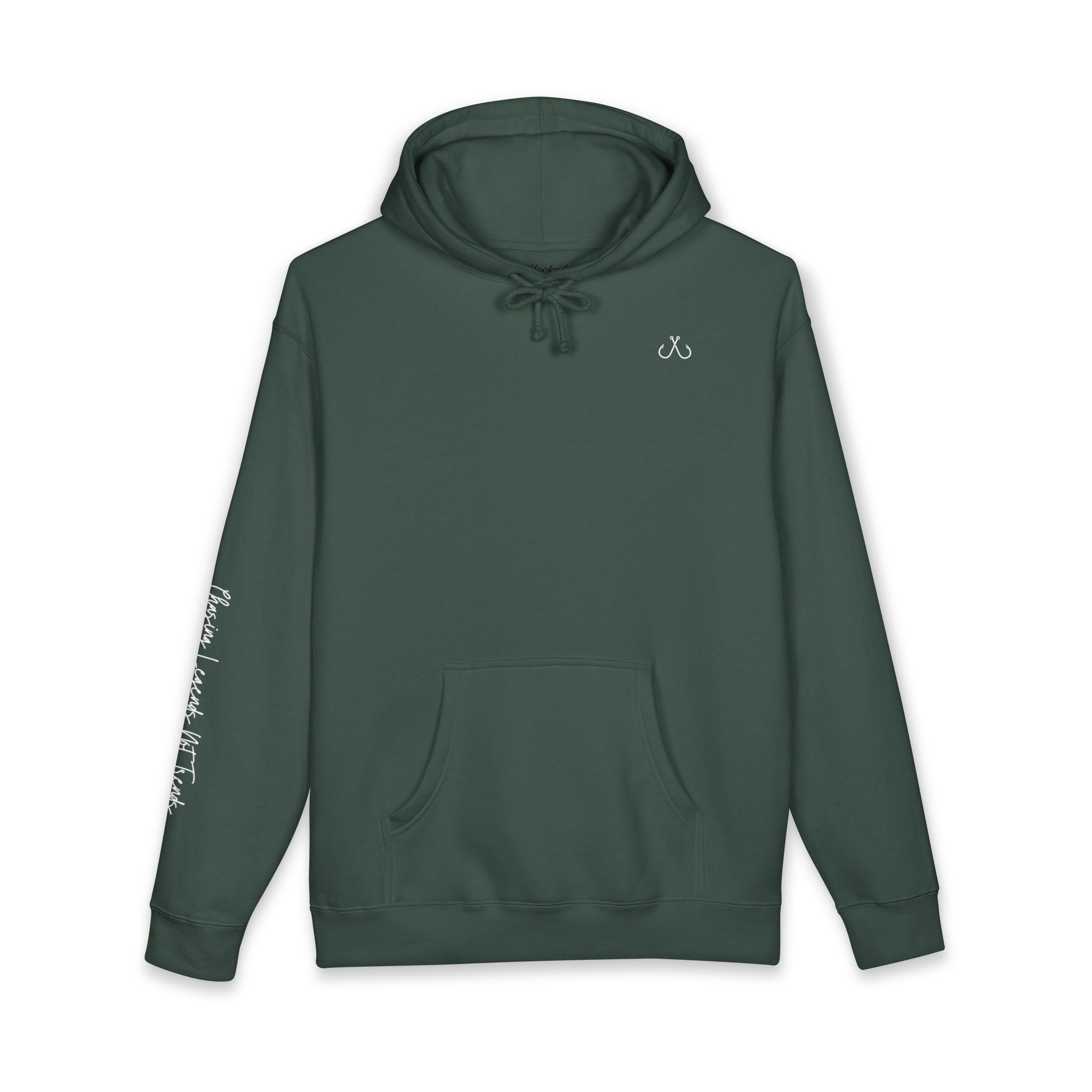 Chasing Legends Not Trends Hoodie Hooked Horizon Co. — Minimal Fishing Back Graphic Hoodie, Multiple Color Variations