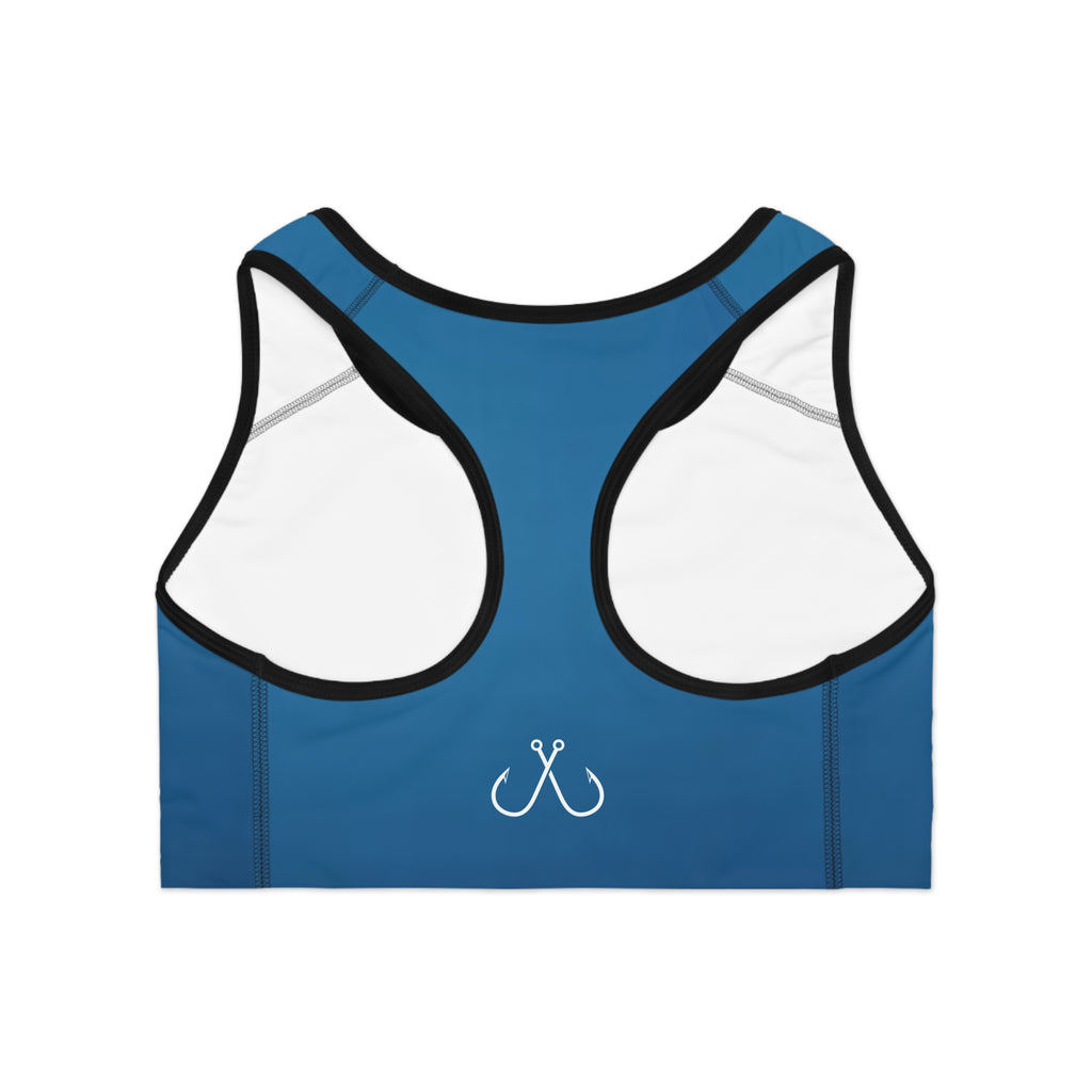 Ocean Blue Deep Drift Hooked Horizon Co. Stylish Sports Bra for Active Women, Workout Top, Gym Essential, Fitness Apparel, Athleisure Wear, Yoga Gear