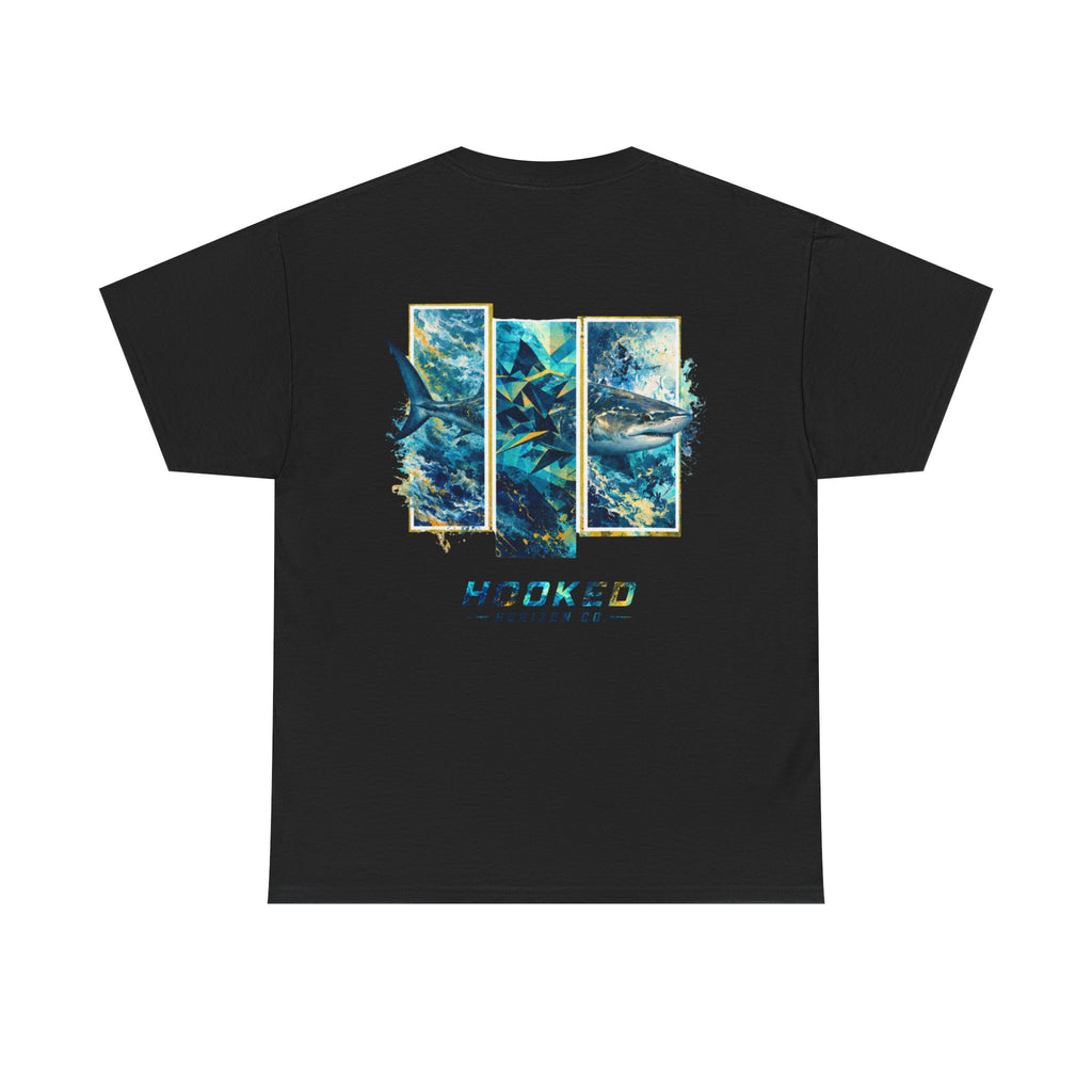 Bull Shark Hooked Horizon Co Tee—Ocean Graphic Tee — "Beloved" Ray Design