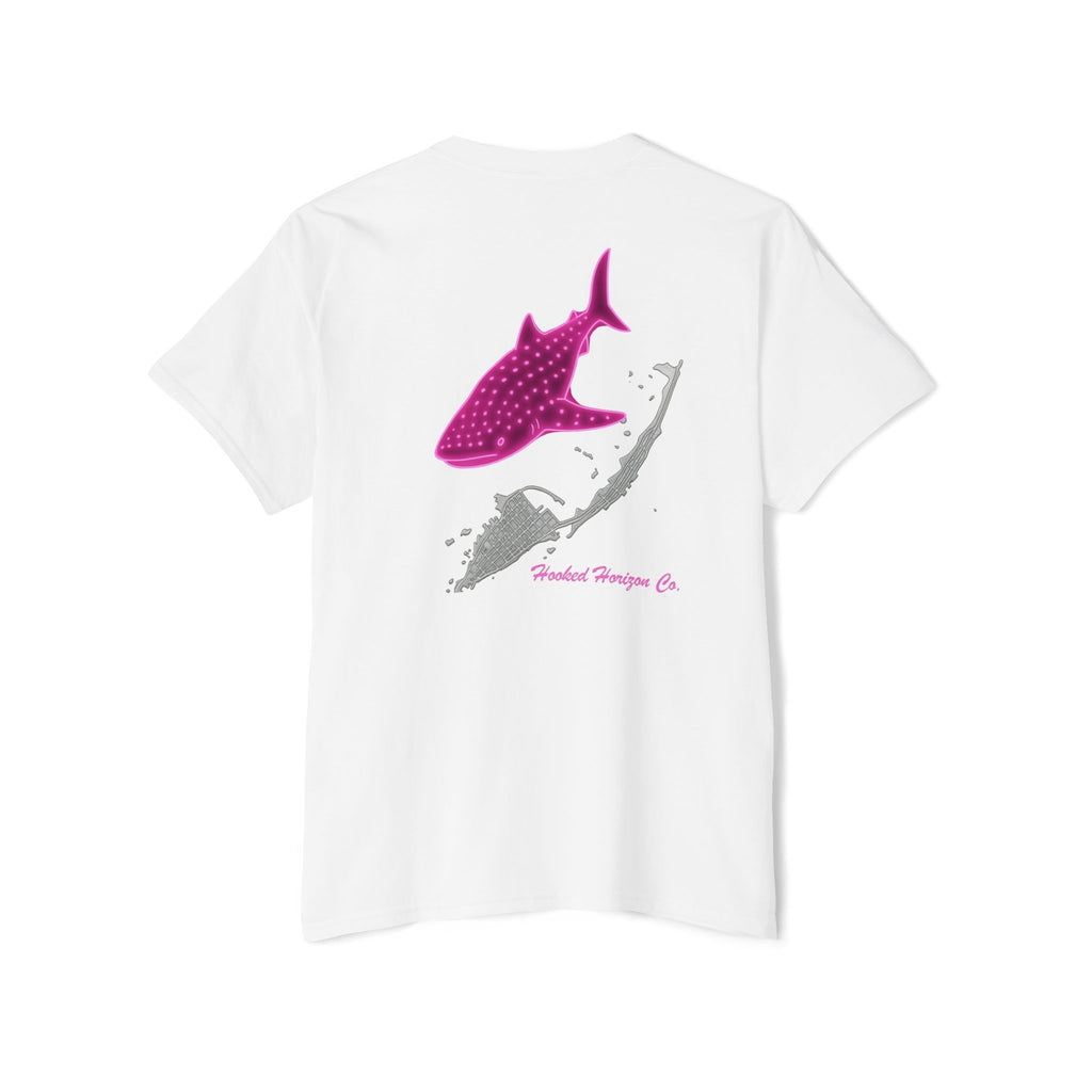 Neon Whale Shark Deep Drift Hooked HorizonCo.  Tee- Perfect for Angler and Fishing Gifts, For him, For Her Unisex Cotton T-Shirt for Fishing & Wildlife Enthusiasts, Ocean Lovers