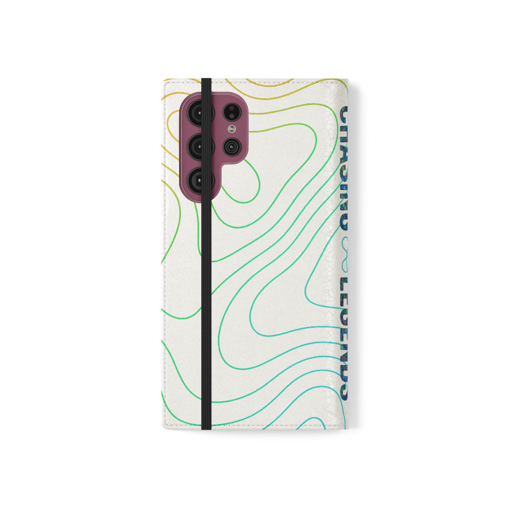 Ocean Topography Waves Flip Phone Case — Turquoise Water Pattern Wallet Cover