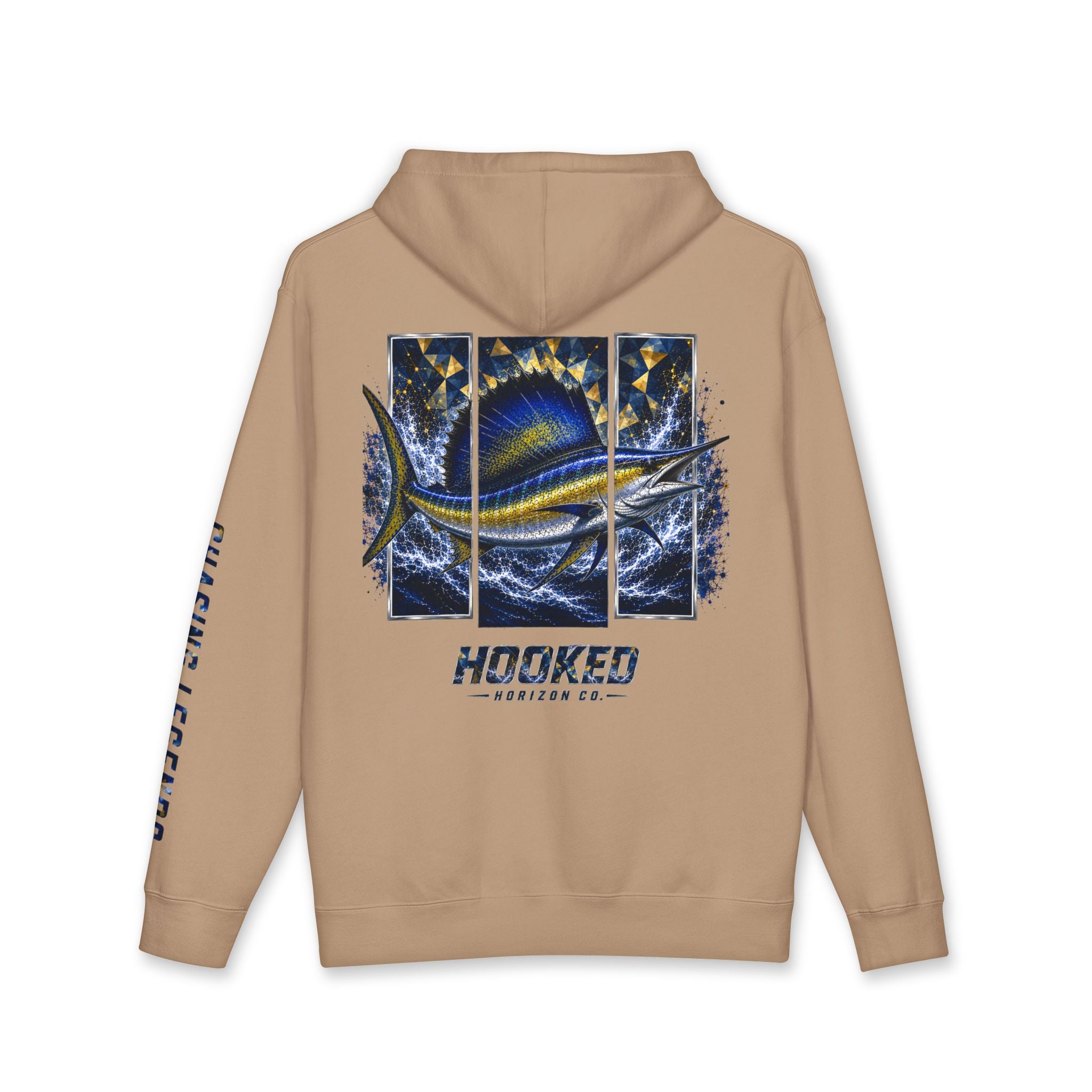 Sail Fish Hoodie Hooked Horizon Co. — Fishing Back Graphic Hoodie, Multiple Color Variations