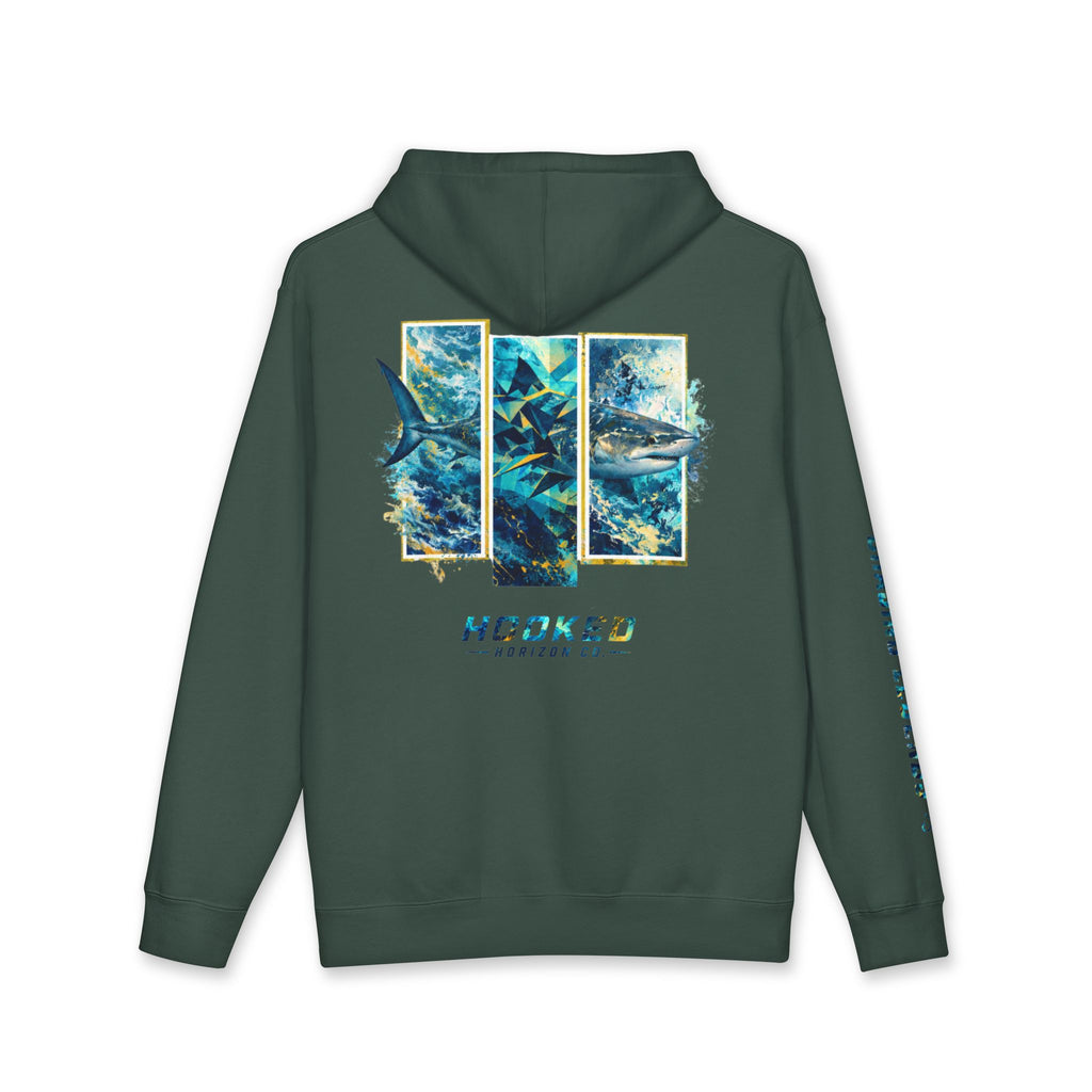 Bull Shark Hoodie Hooked Horizon Co. — Fishing Back Graphic Hoodie, Multiple Color Variations