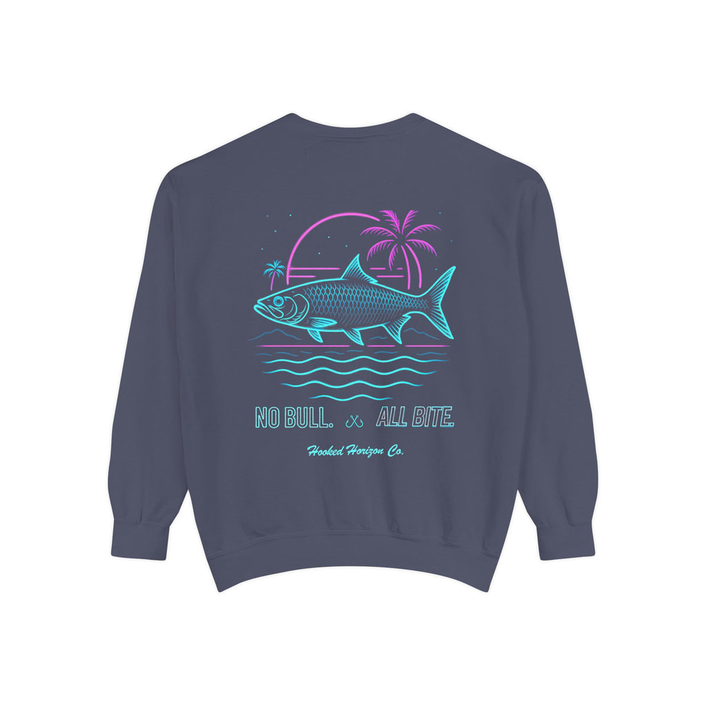Vintage vibes Neon Tarpon Sweatshirt– Hooked Horizon Co. Ocean apparel, Gifts for Him & Her, Ocean Conservation, Soft Unisex Garment-Dyed Sweatshirt