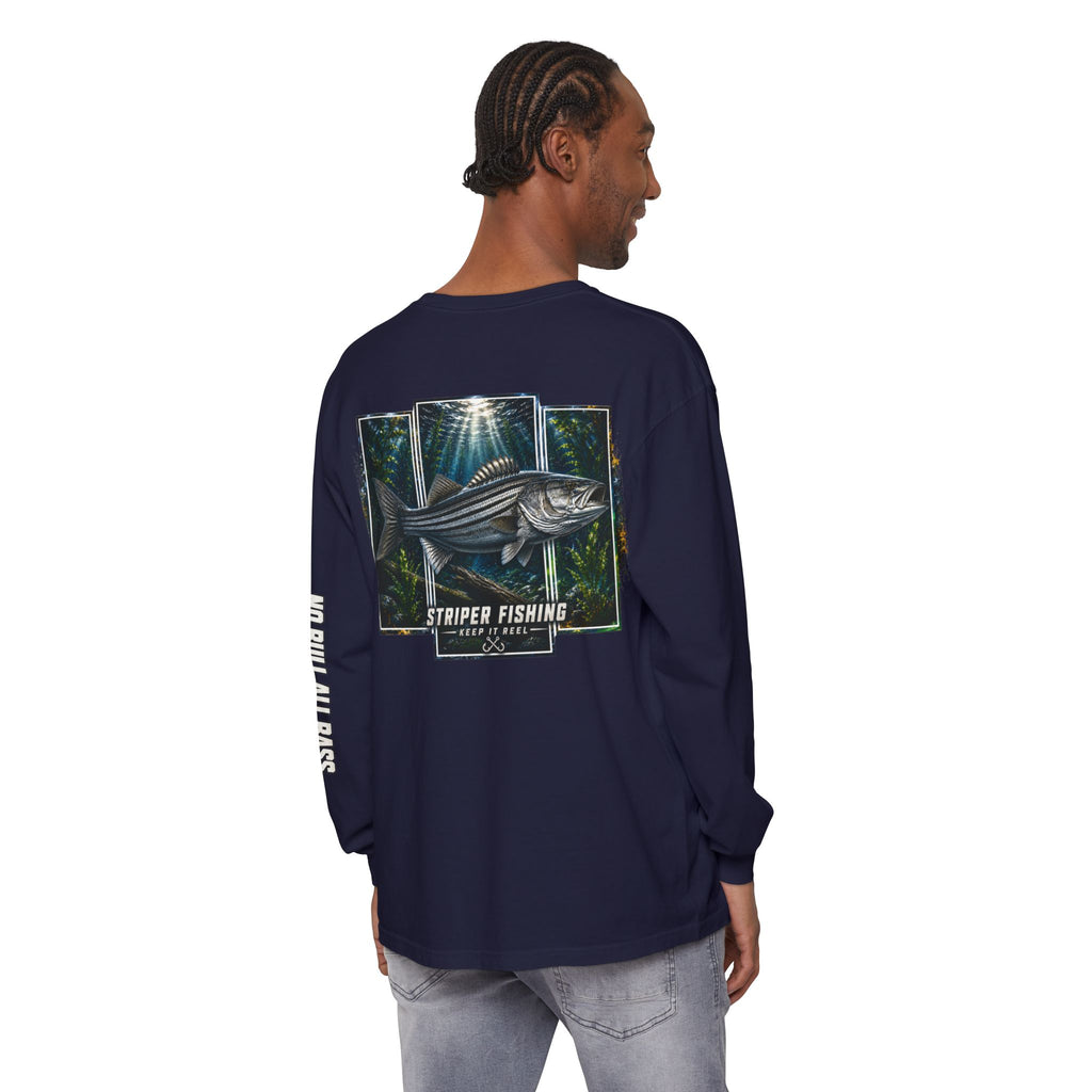Saltwater Sea Striper Fishing Long Sleeve T-Shirt, Ocean Adventure Apparel, Boat Trip Shirt, Coastal Style, Gift for Fishermen