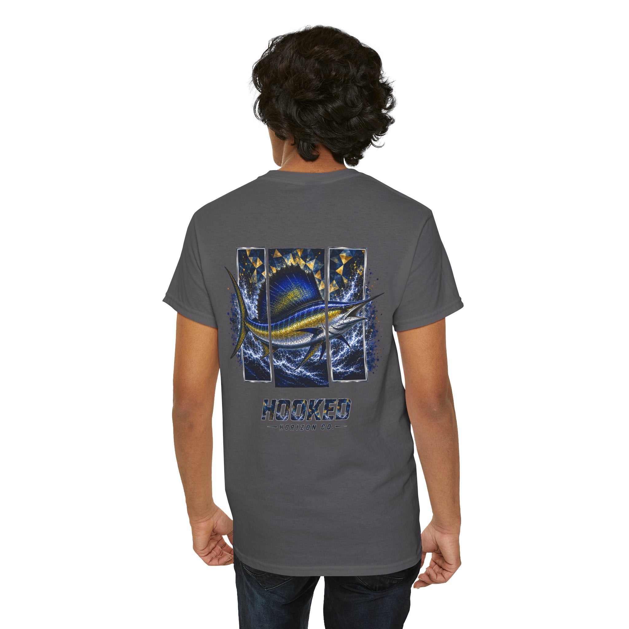 Sail Fish Hooked Horizon Co Tee—Ocean Graphic Tee — "Beloved" Ray Design