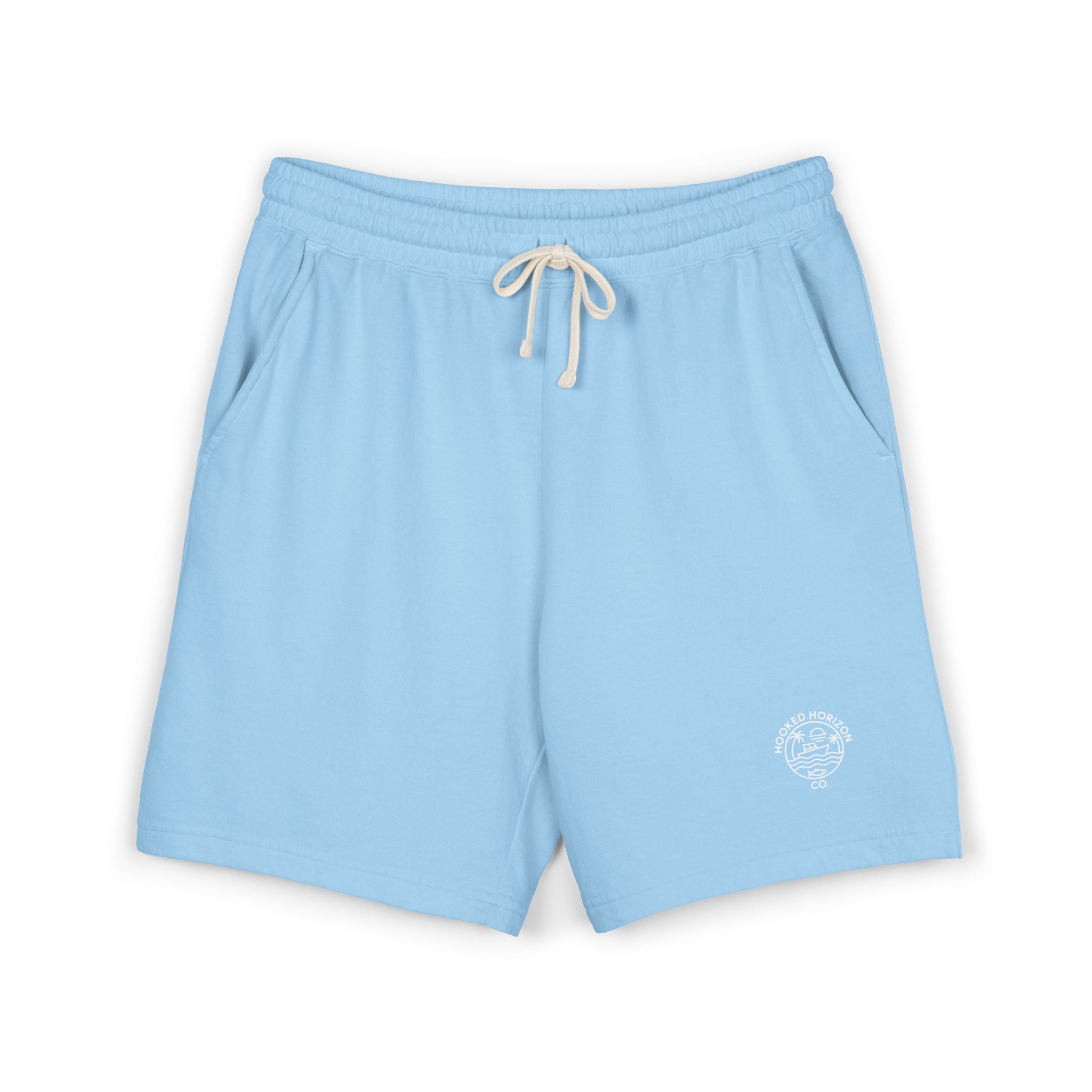 Hooked Horizon Co.  80s Inspired Fleece Sweat Shorts — Lightweight Garment-Dyed Lounge Shorts