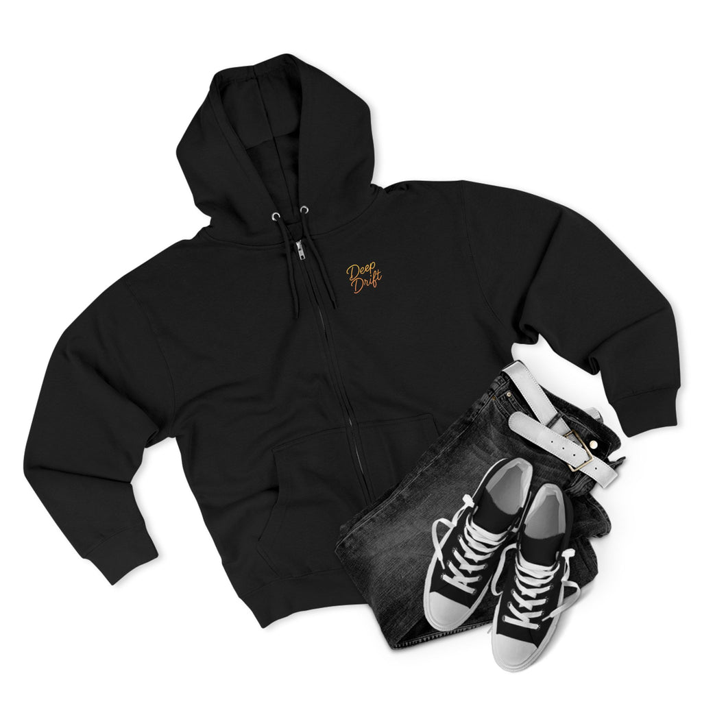Turtle "Keep It Reel" Deep Drift–Hooked Horizon Co. Unisex Zip Hoodie for Ocean Lovers, Nautical Fashion, Cool Weather Gear, Everyday Comfort, Perfect Gift