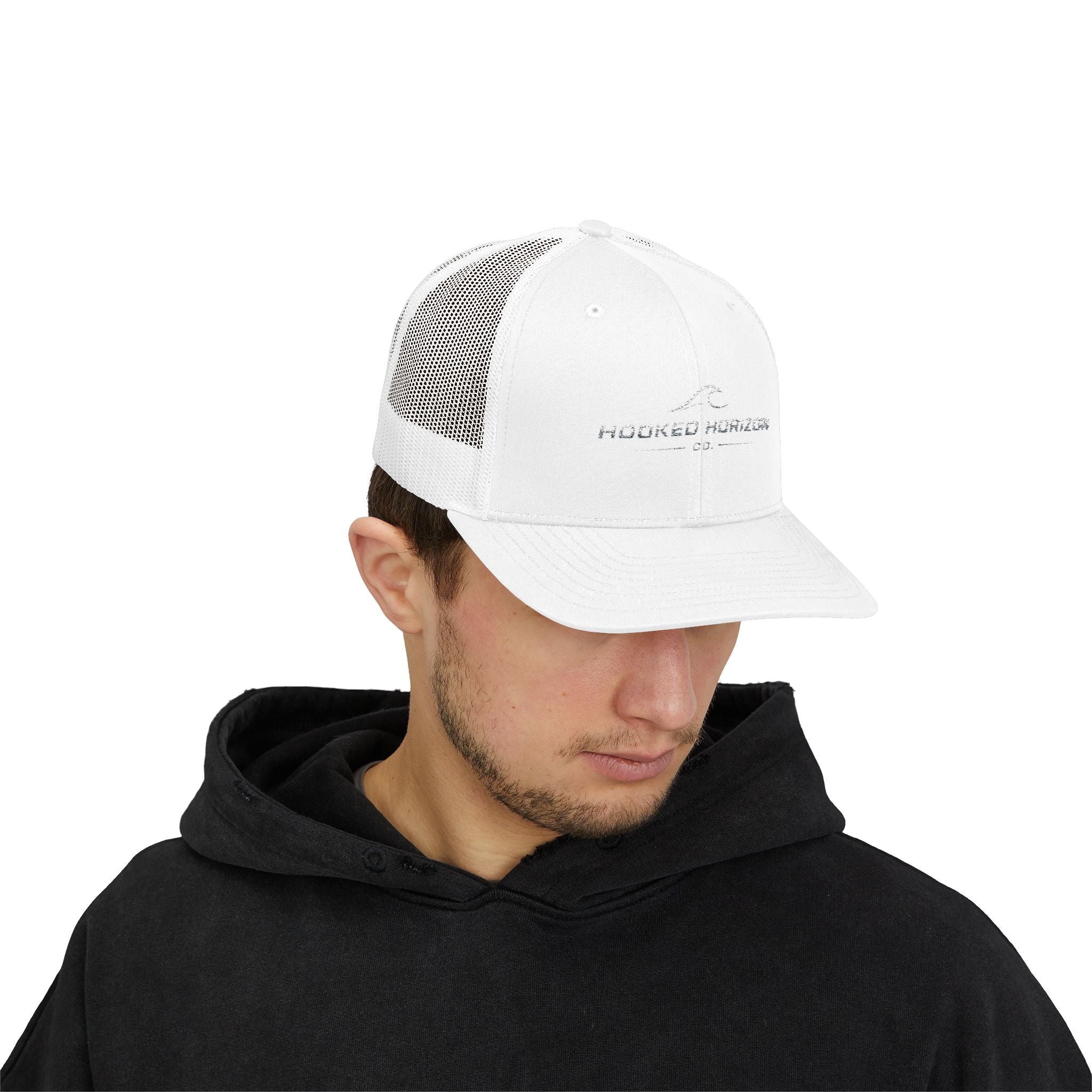 Wave Hooked Horizon Trucker Cap — Embroidered Fishing Snapback