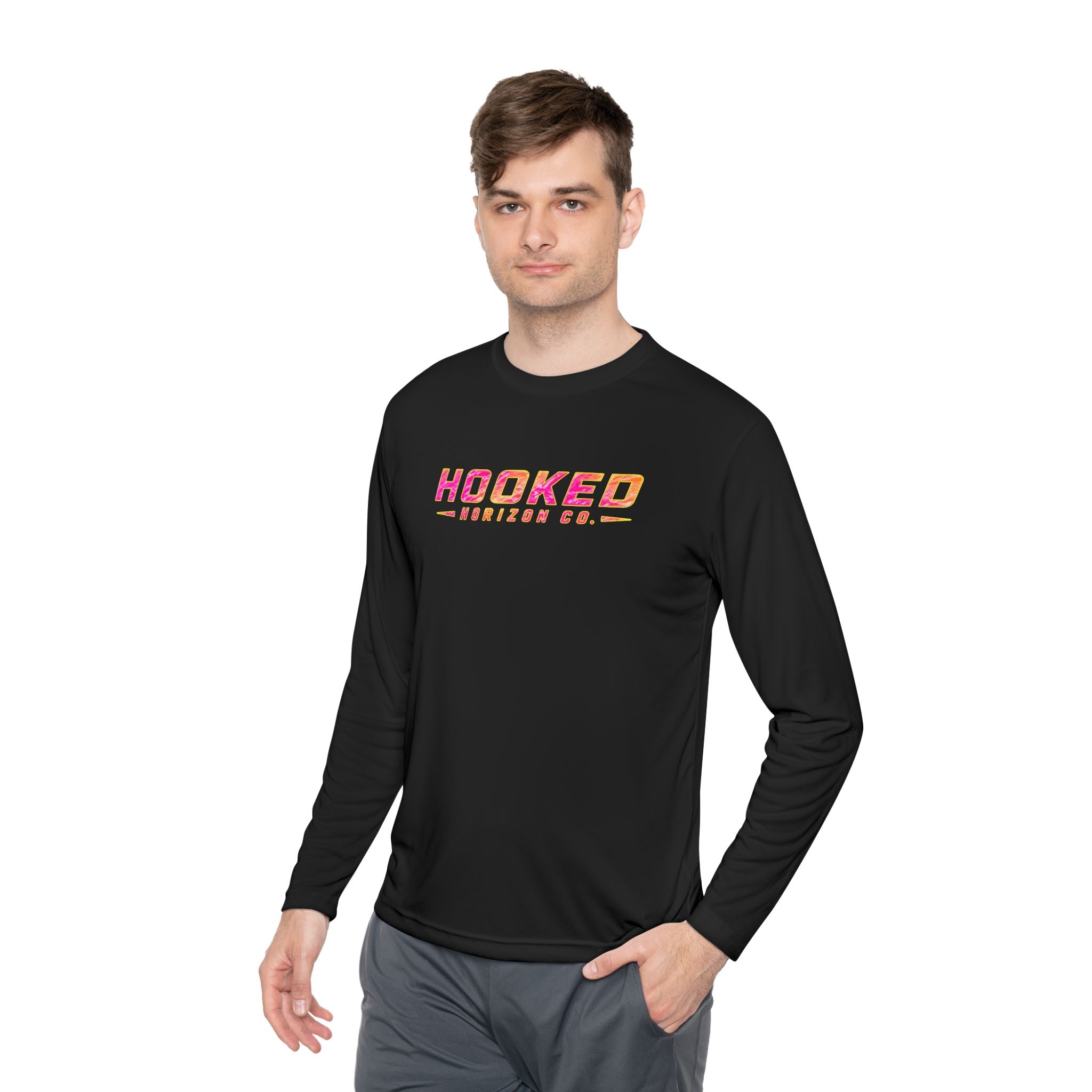 Moisture Wicking Classic Logo Tee In Pink—Horizon Co. Anchors Long Sleeve Tee — Lightweight Fishing Shirt