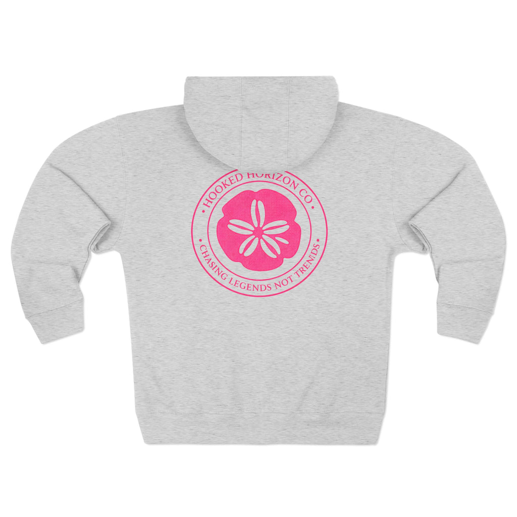 Pink Sand Dollar Tropical Flower Logo— Hooked Horizon Co. Zip-Up Hoodie