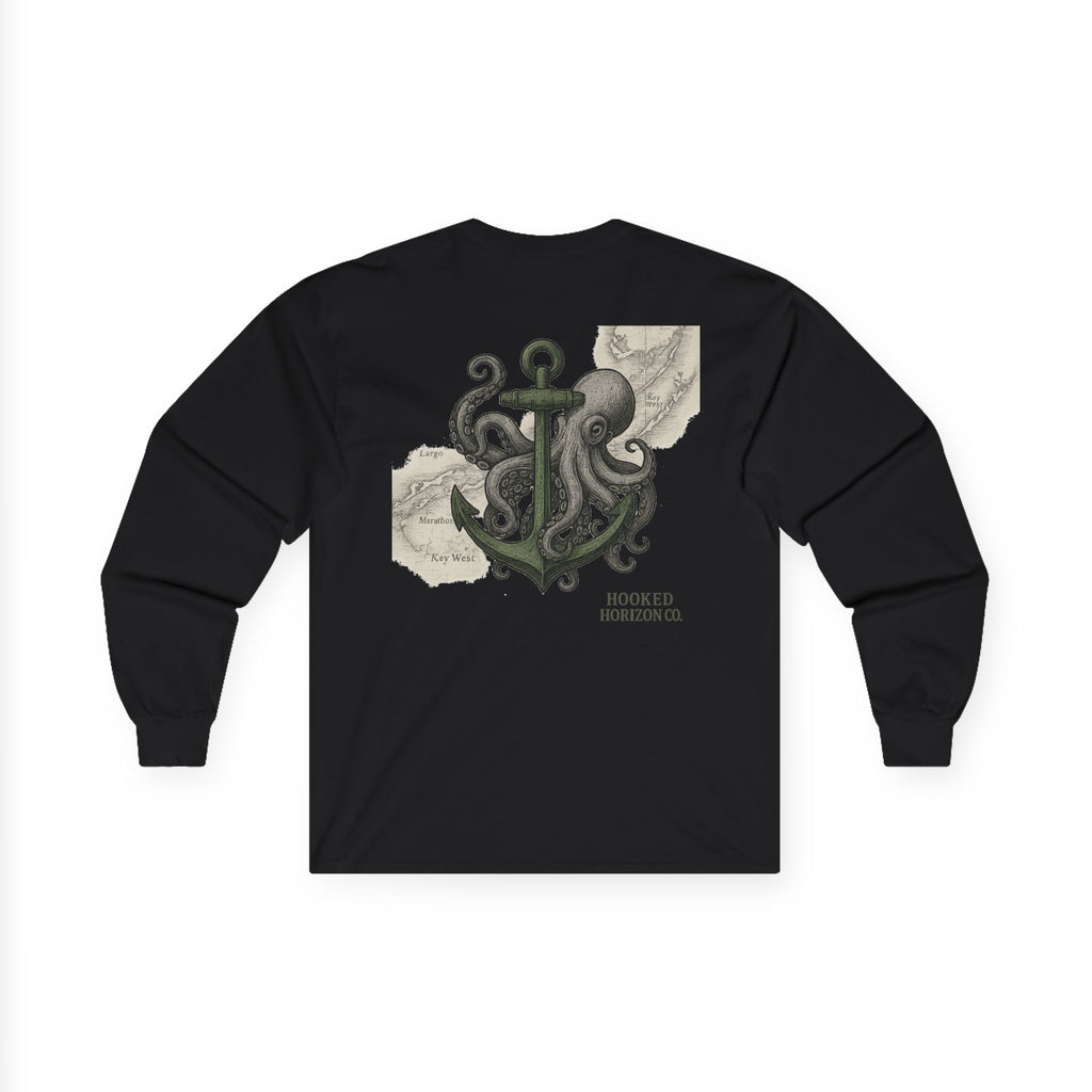 Octopus & Anchor Long Sleeve Tee, Unisex Cotton Shirt, Nautical Gift, Beachwear, Casual Outfit, Ocean Lover Apparel