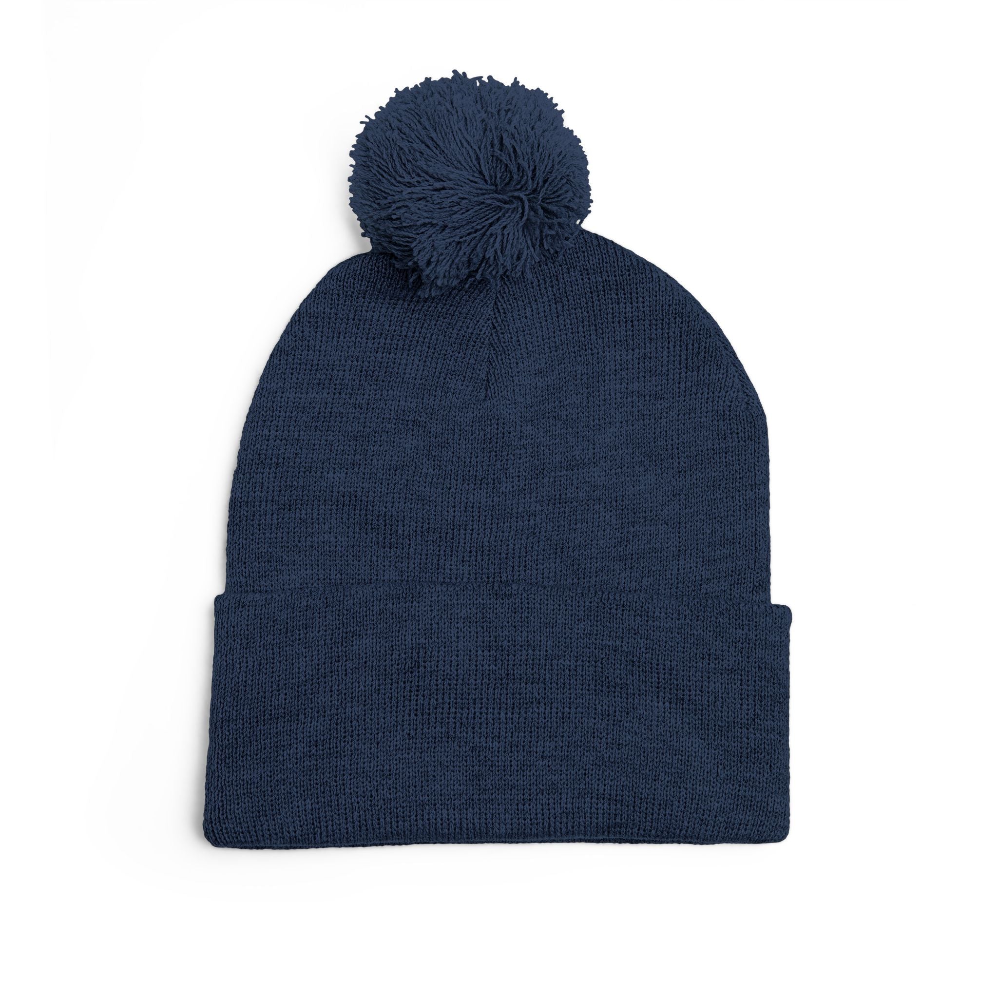 Hooked Horizon Co. Embroidered Pom-Pom Knit Cap — Cozy Grey Beanie with Multiple Color Variations