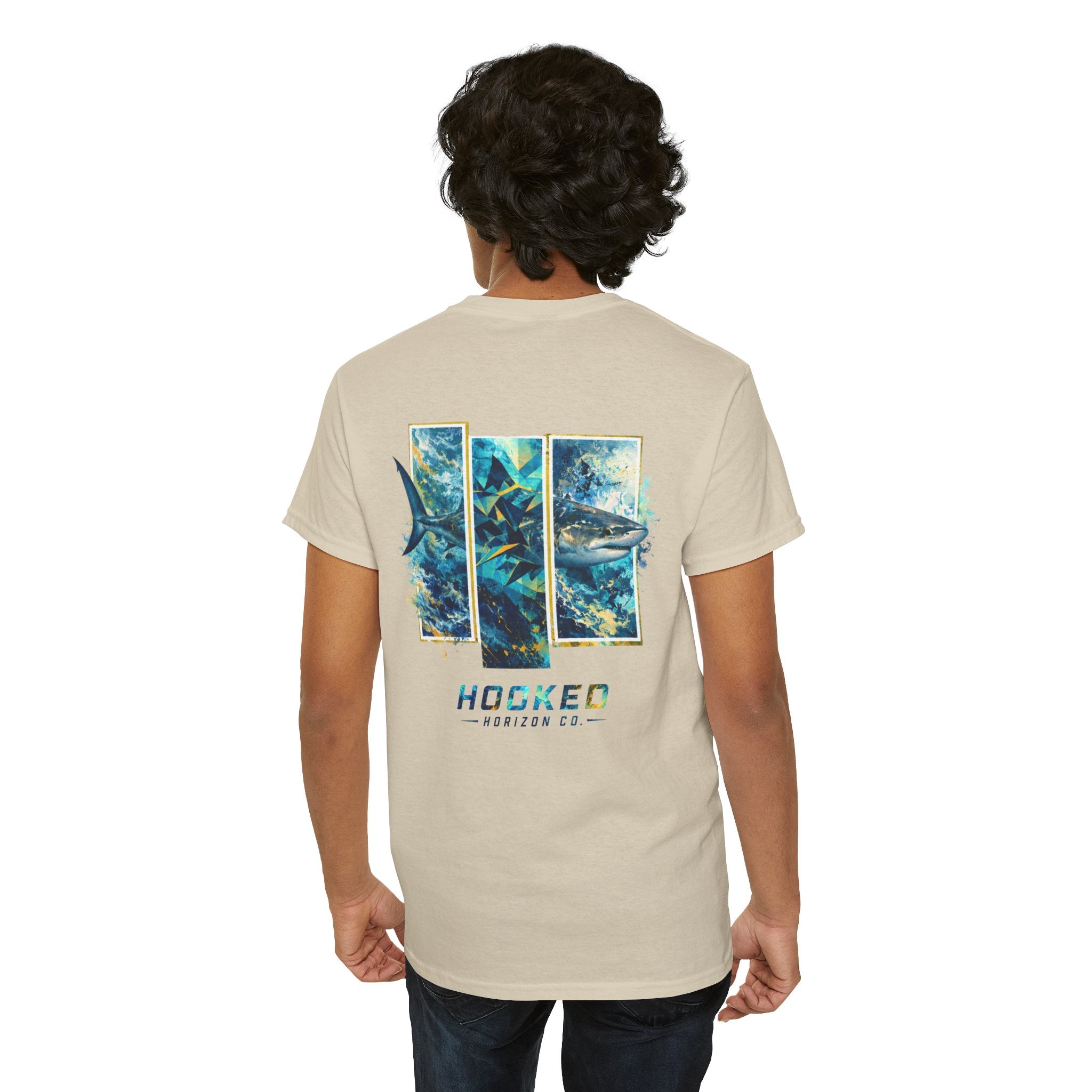 Bull Shark Hooked Horizon Co Tee—Ocean Graphic Tee — "Beloved" Ray Design