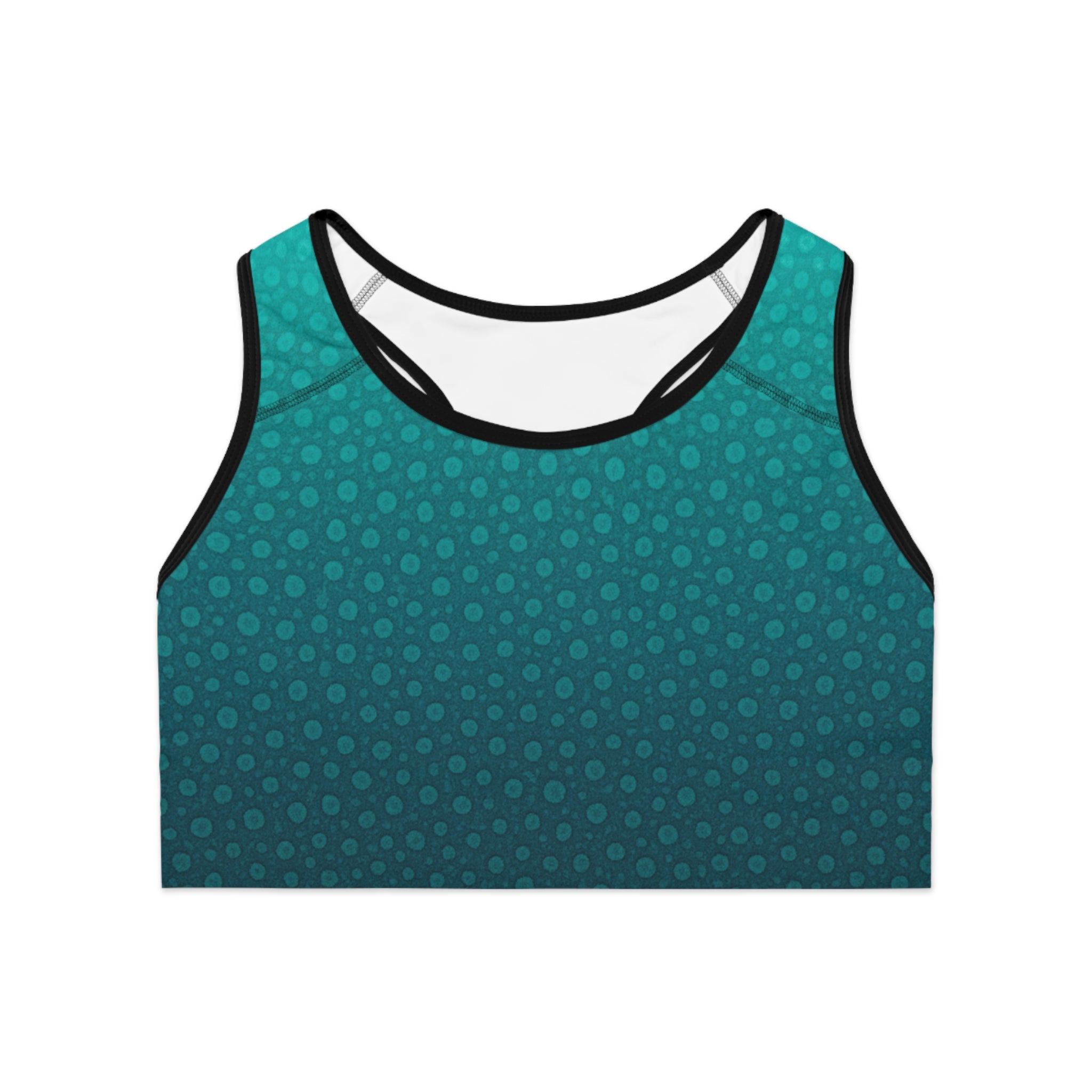Teal Spotted Deep Drift Hooked Horizon Co. Stylish Sports Bra for Active Women, Workout Top, Gym Essential, Fitness Apparel, Athleisure Wear, Yoga Gear