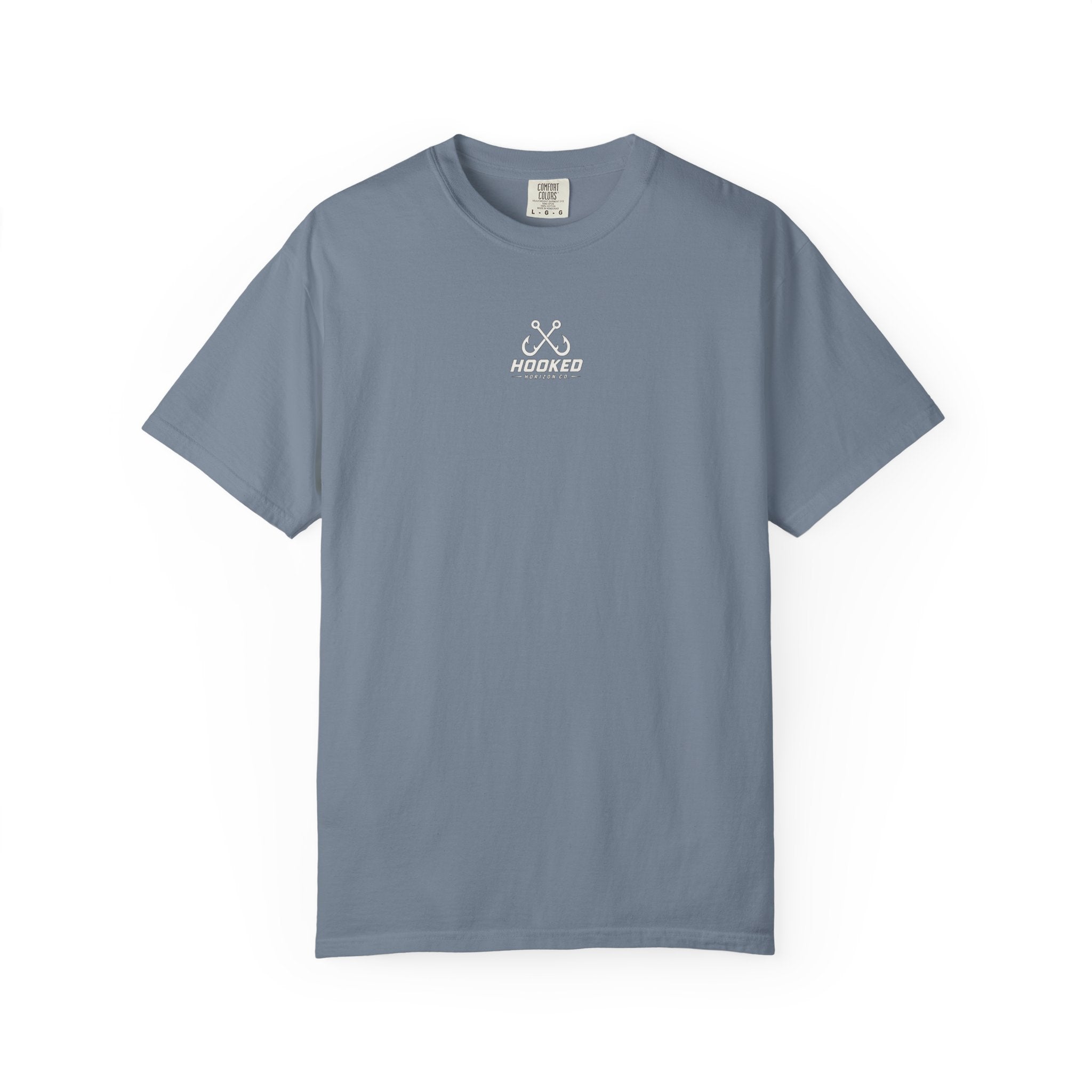 USA Shark Flag T-Shirt — "Hooked Horizon Co." American Fishing Graphic Tee