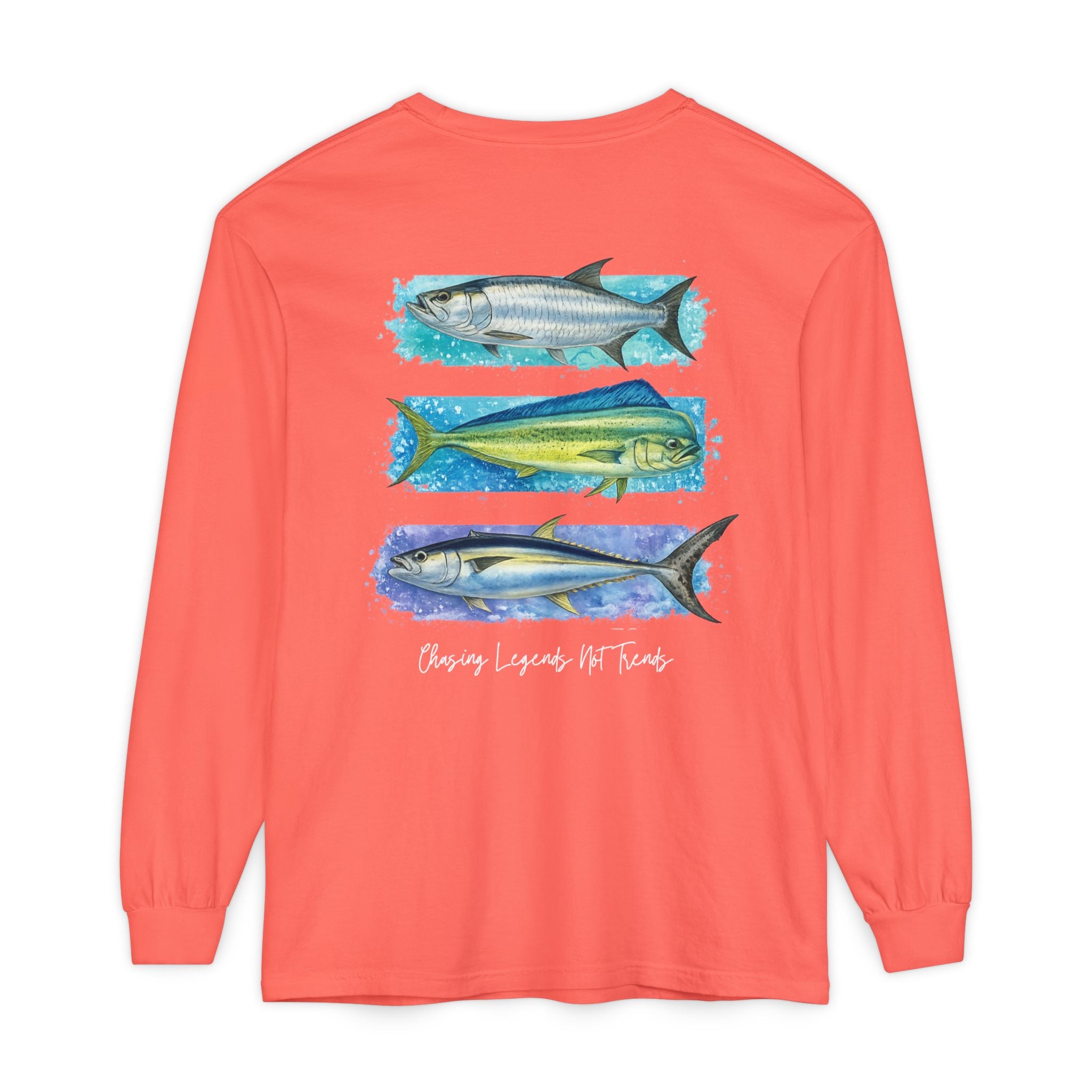 Chasing Legends Tarpon, Mahi Mahi, TunaSaltwater Fish Long Sleeve Tee — Hooked Horizon Co. Graphic Shirt