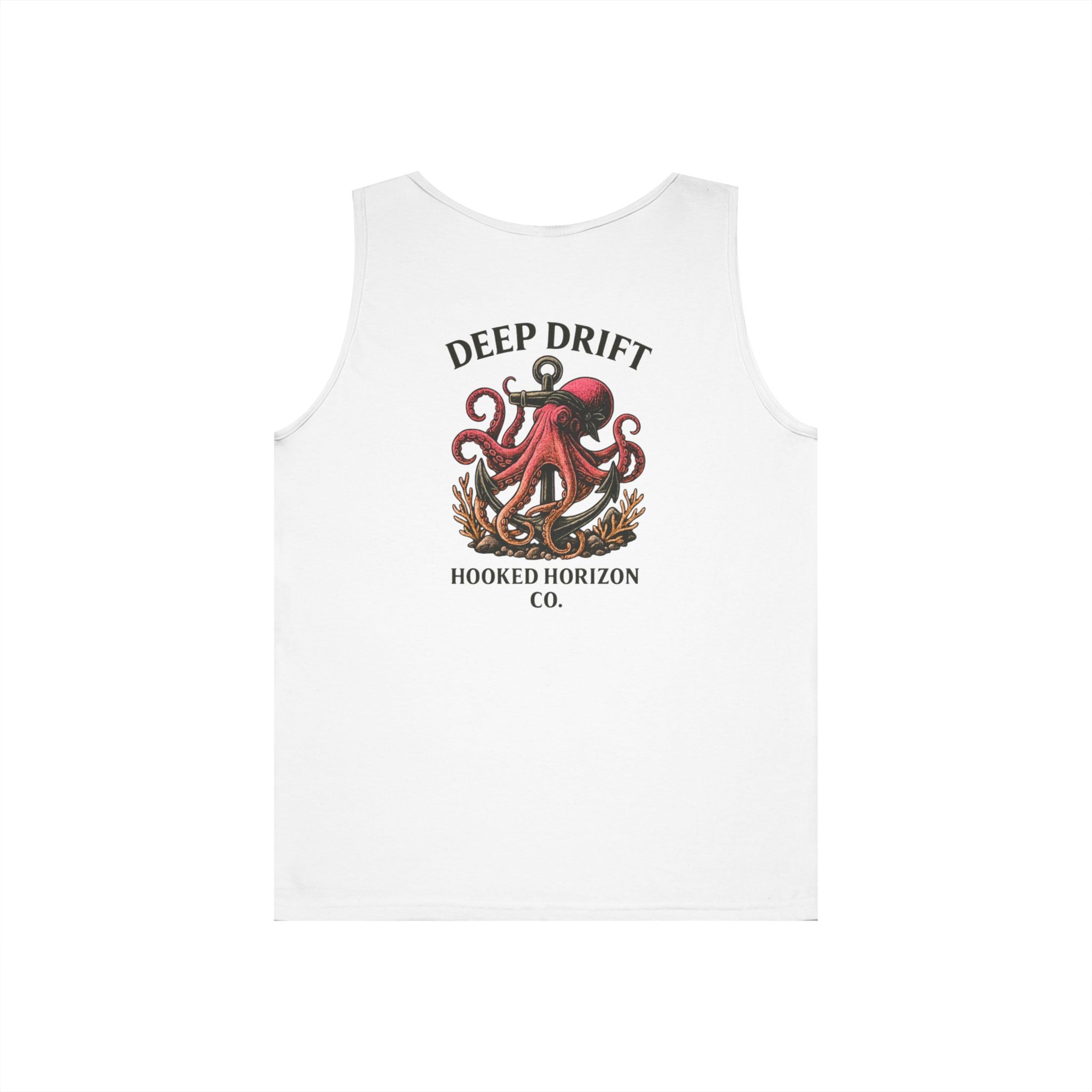 Red  Deep Drift Octopus Graphic Tank Top, Summer Beach Wear, Unisex Tank, Gift for Ocean Lovers, Nautical Tees, Camping Apparel