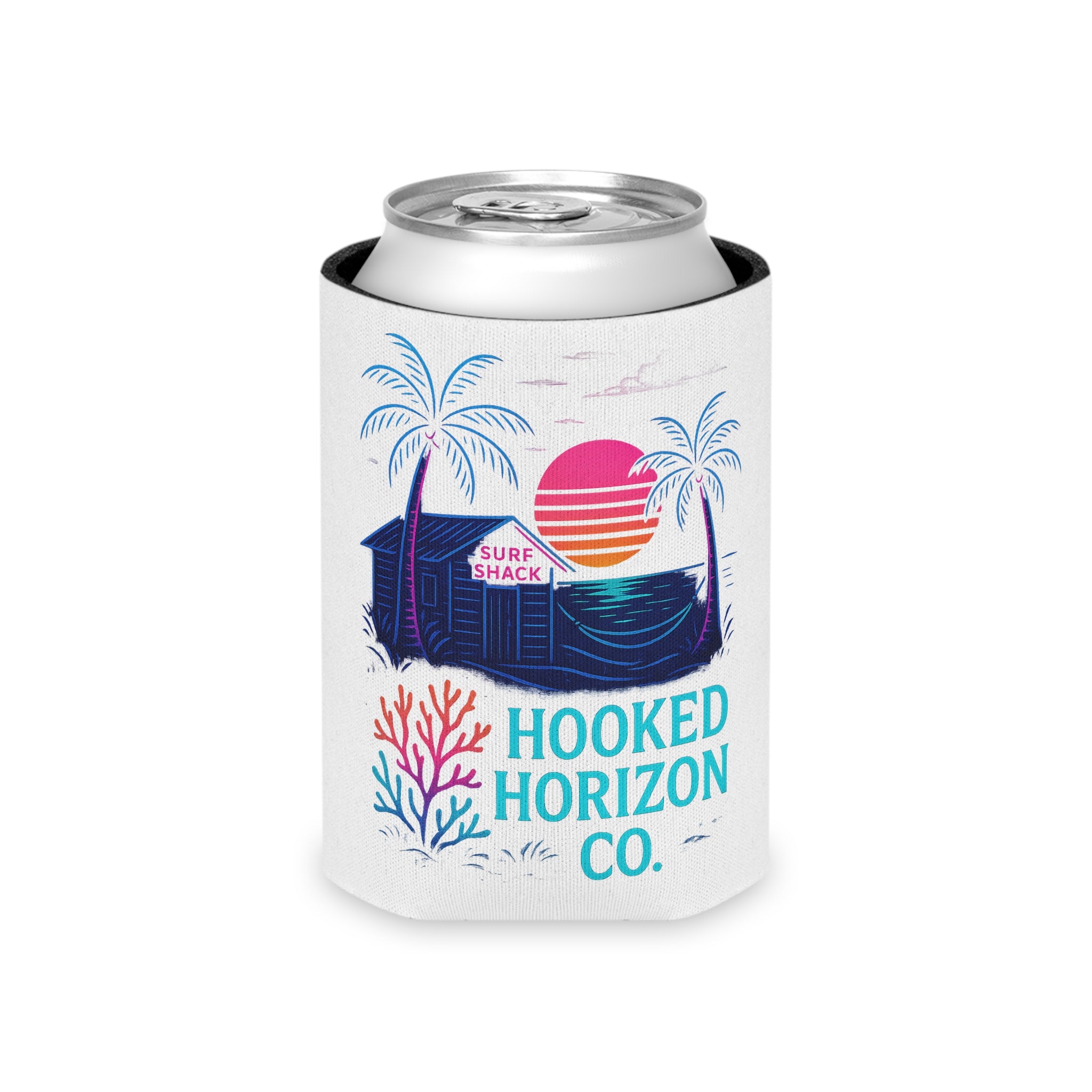 Surf Shack Retro Cooler Coozie — Hooked Horizon Co. Fishing Wave Koozie