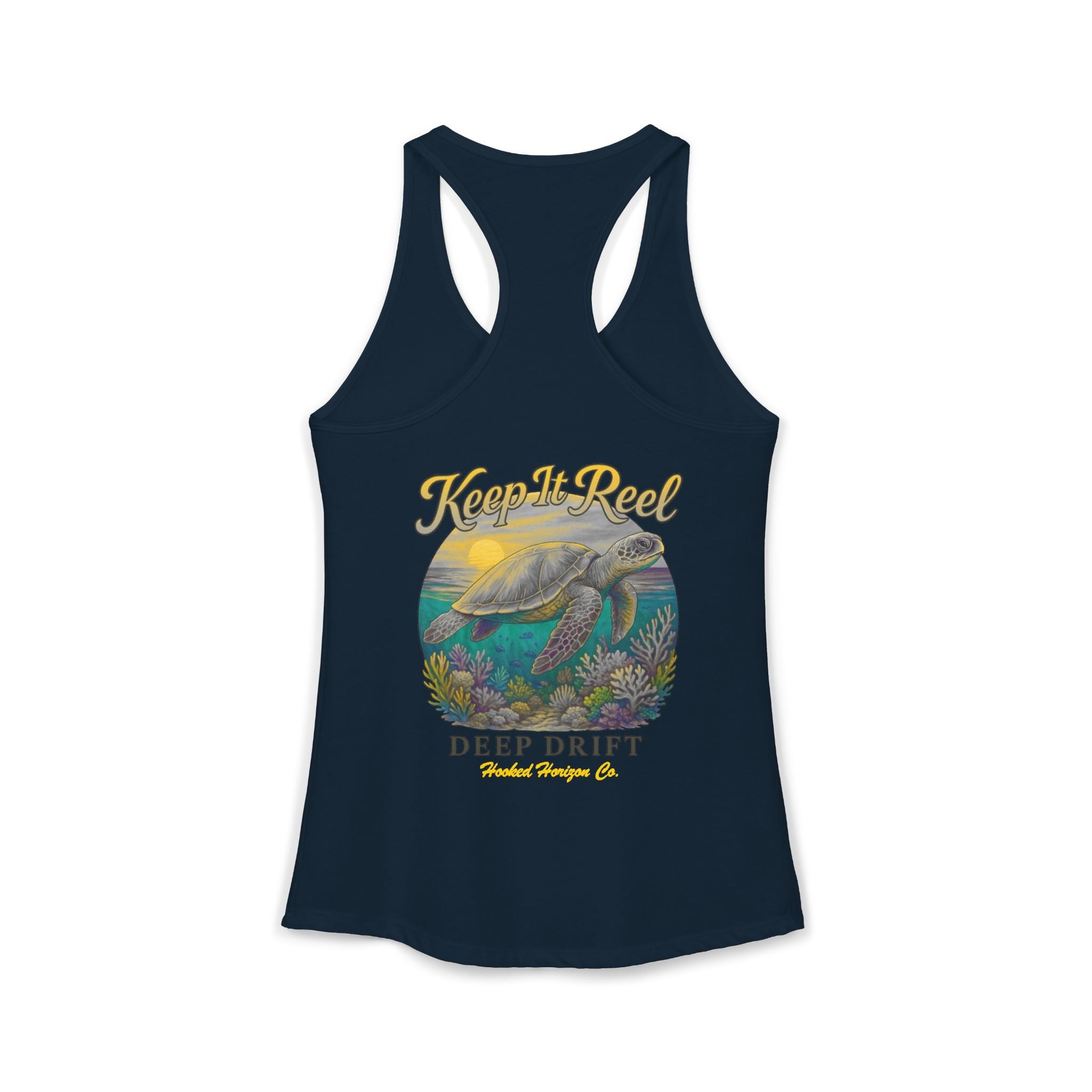 Turtle " Keep It Reel" Deep Drift– Hooked Horizon Co. Gifts for Ocean Lovers, Nautical Fashion, Everyday Comfort, Perfect Gift for Her