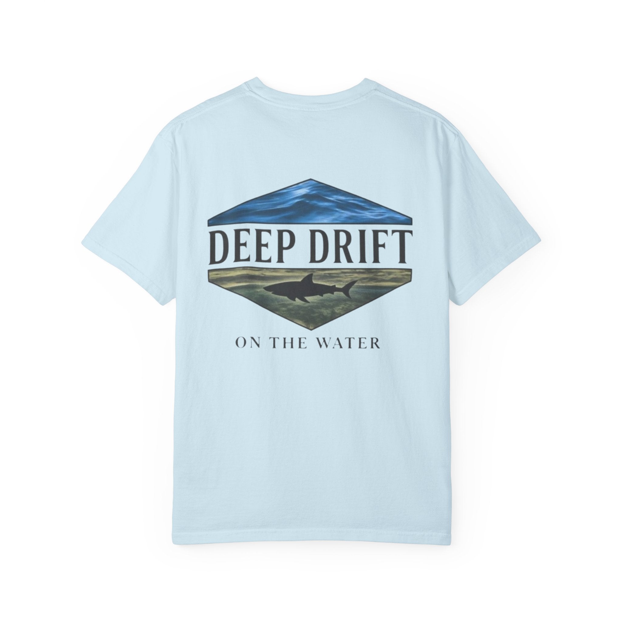 Shark Tee — "Deep Drift on the Water" Fishing Graphicishing Tee for Angler Lovers, Shark Lovers, Ocean Tee