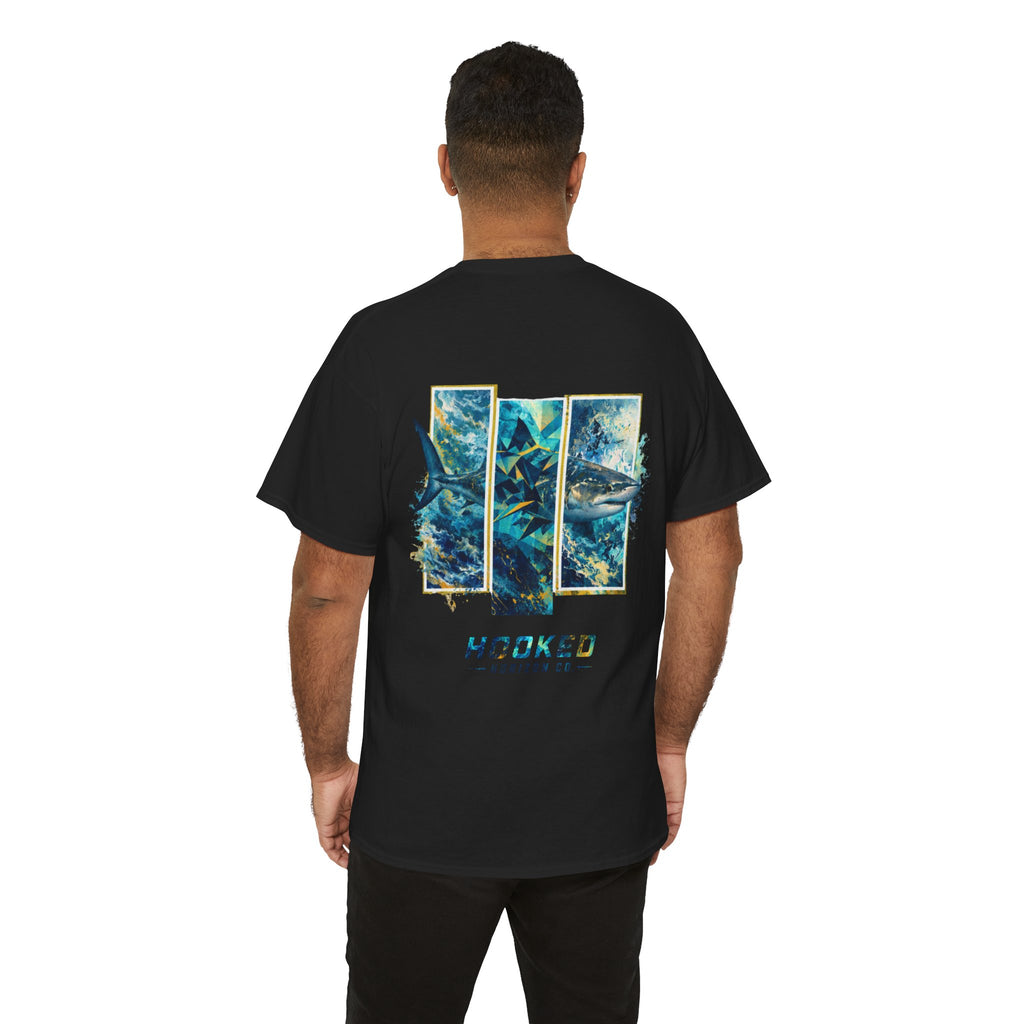 Bull Shark Hooked Horizon Co Tee—Ocean Graphic Tee — "Beloved" Ray Design