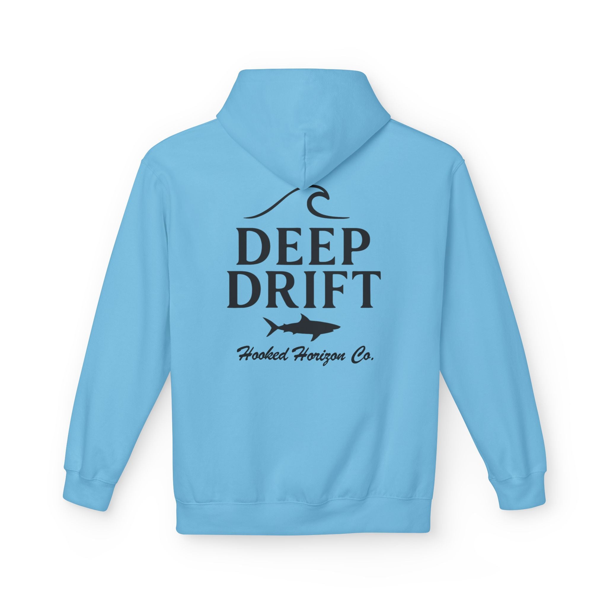Deep Drift Wave & Shark Fishing Hoodie — Hooked Horizon Co. Pullover, Multiple Color Variations