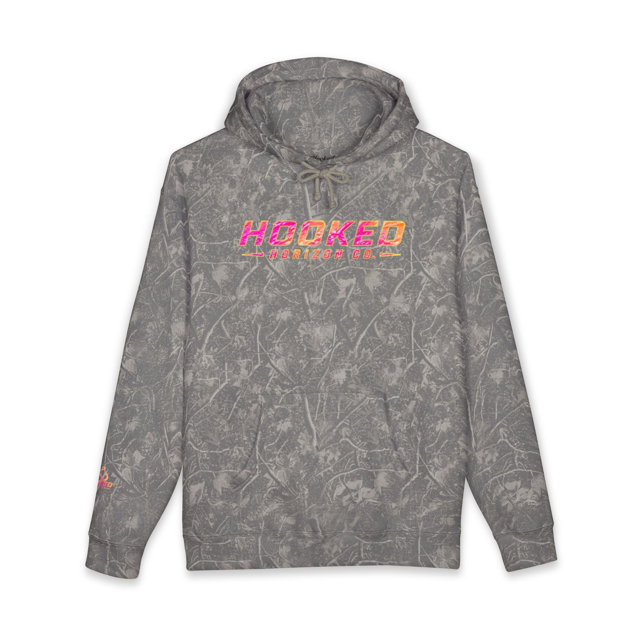 Hot Pink & Peach Hooked Horizon Co. — Fishing Back Graphic Hoodie, Multiple Color Variations
