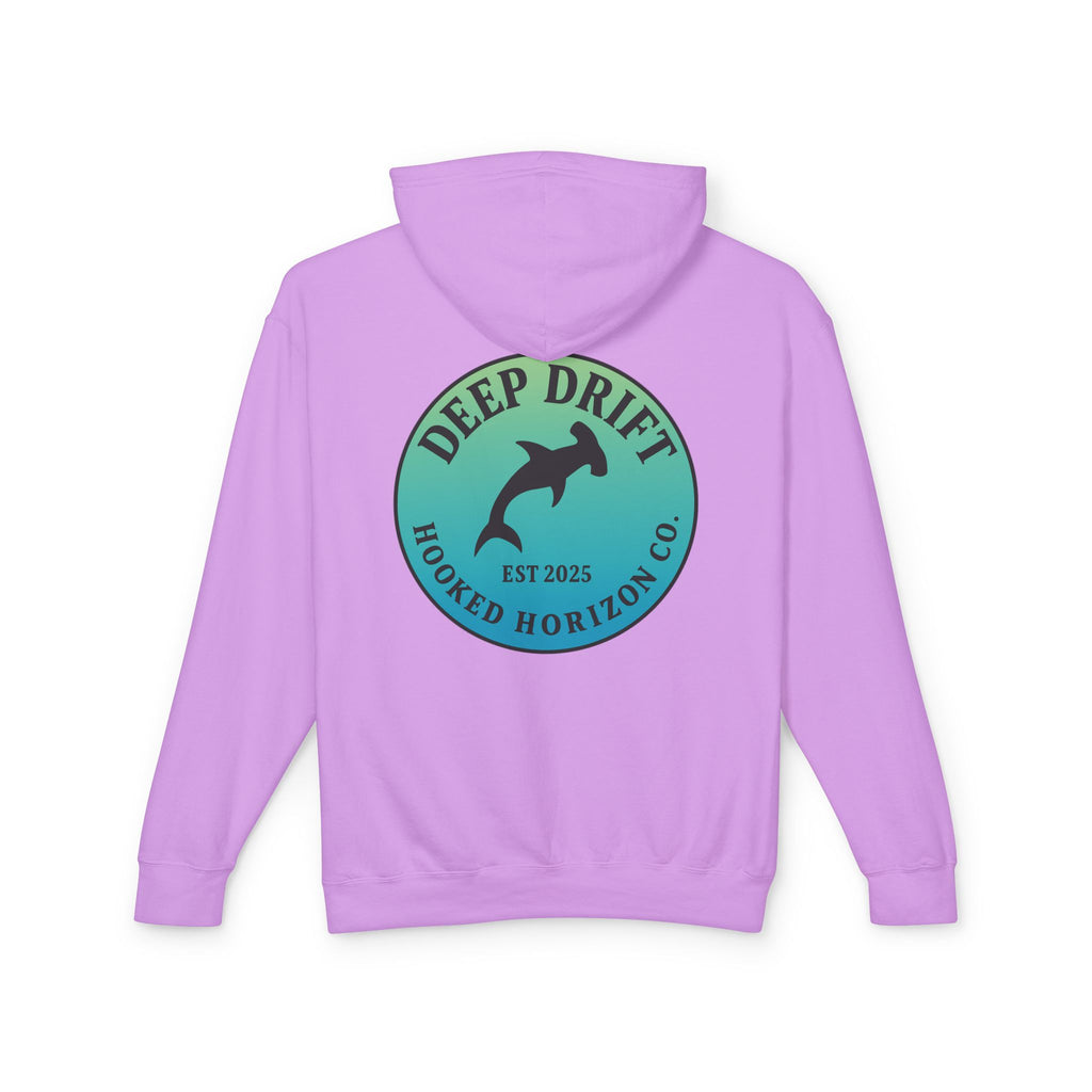 Hooked Horizon Co Unisex Lightweight Hoodie with Deep Drift Design | Perfect for Fishermen, Beach Lovers, Casual Outings, Gift for Him/Her, Nautical Style,  Ocean Lover Gifts