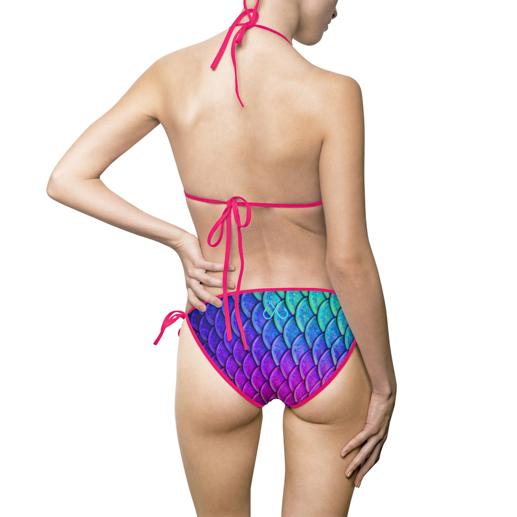 Parrot Fish Scale Inspired Bikini –  Hooked Horizon Co. Swimsuit, Summer Beachwear, Swimwear for Vacations, Pool Parties, Tropical Getaways, Custom Strap Colors – Multiple Variations