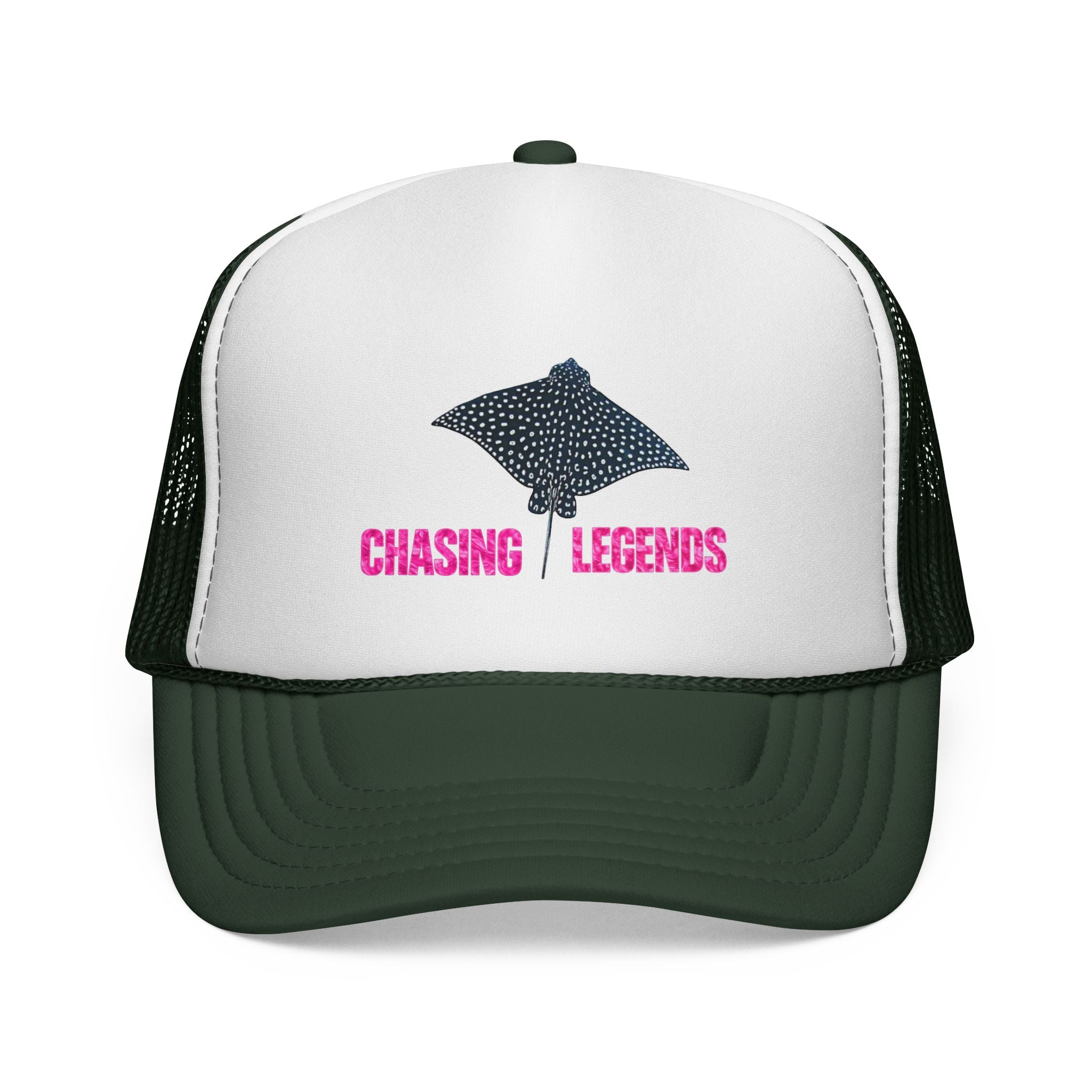 Spotted Ray Neon Pink Chasing Legends Trucker Cap — Fishing & Beach Hat