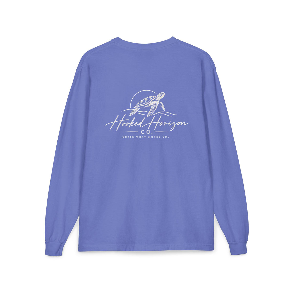 Turtle Hooked Horizon Co. – " Chase What Moves You "Unisex Long Sleeve Pocket T-Shirt