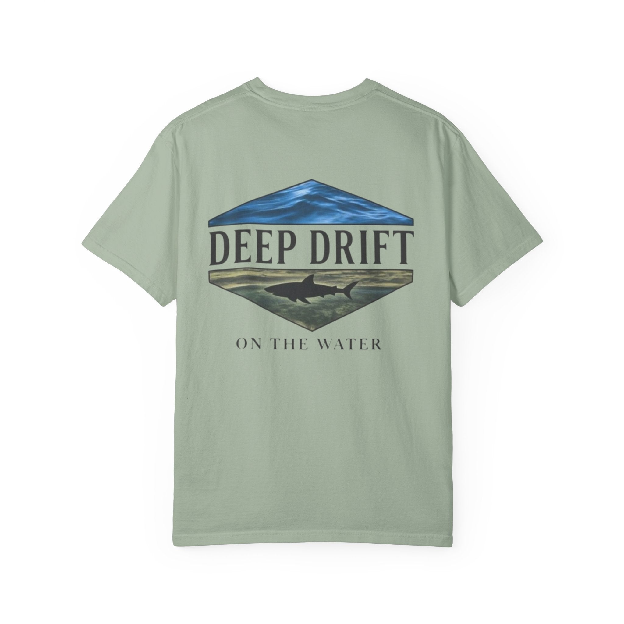 Shark Tee — "Deep Drift on the Water" Fishing Graphicishing Tee for Angler Lovers, Shark Lovers, Ocean Tee