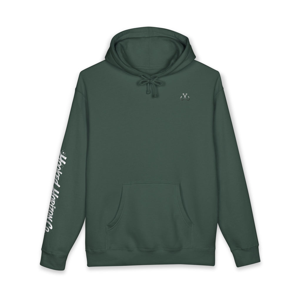 Lion Fish Skeleton Hoodie Hooked Horizon Co. — Minimal Skeletal Fish Back Graphic Hoodie, Multiple Color Variations