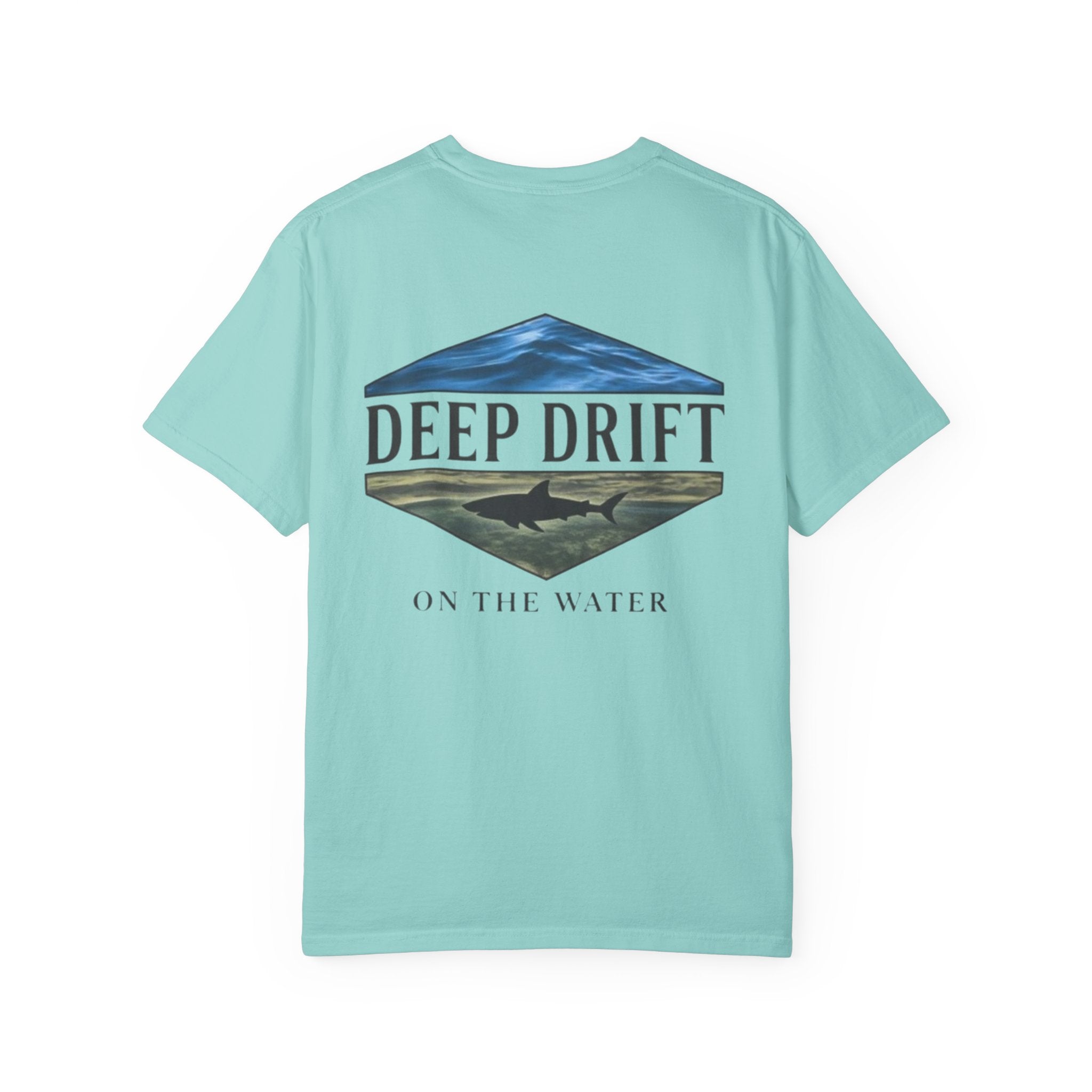 Shark Tee — "Deep Drift on the Water" Fishing Graphicishing Tee for Angler Lovers, Shark Lovers, Ocean Tee
