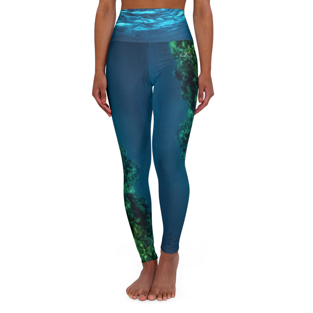 Coral Reef High Waisted Yoga Leggings - Purple, Comfortable Activewear, Fitness Pants, Ideal for Gym, Yoga, and Weekend Brunch