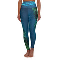 Coral Reef High Waisted Yoga Leggings - Purple, Comfortable Activewear, Fitness Pants, Ideal for Gym, Yoga, and Weekend Brunch