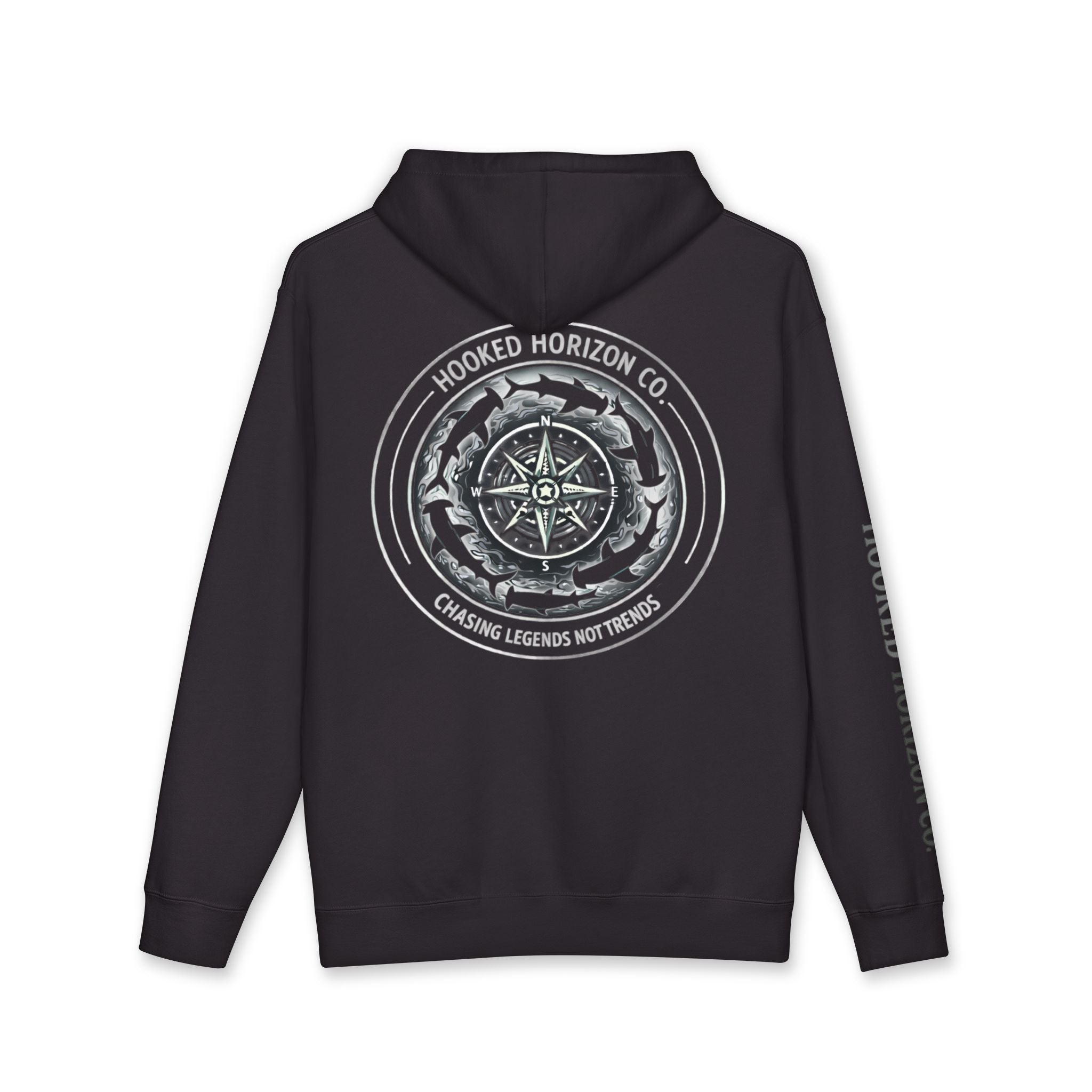 Chasing Legends Not Trends Compass Hoodie — Hooked Horizon Co. “Chasing Legends Not Trends” Pullover, Multiple Color Variations